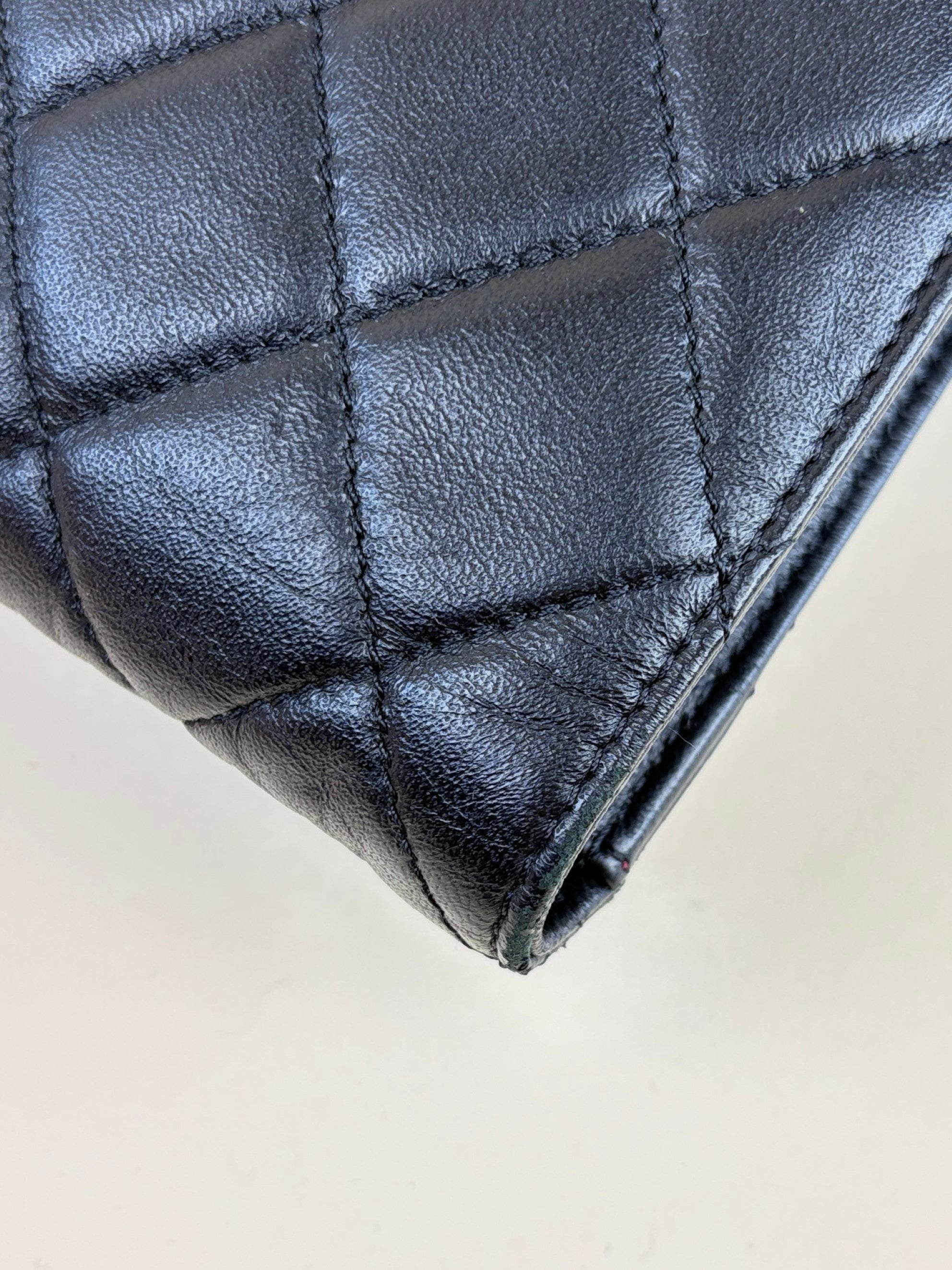 Chanel Black calfskin flap portfolio clutch