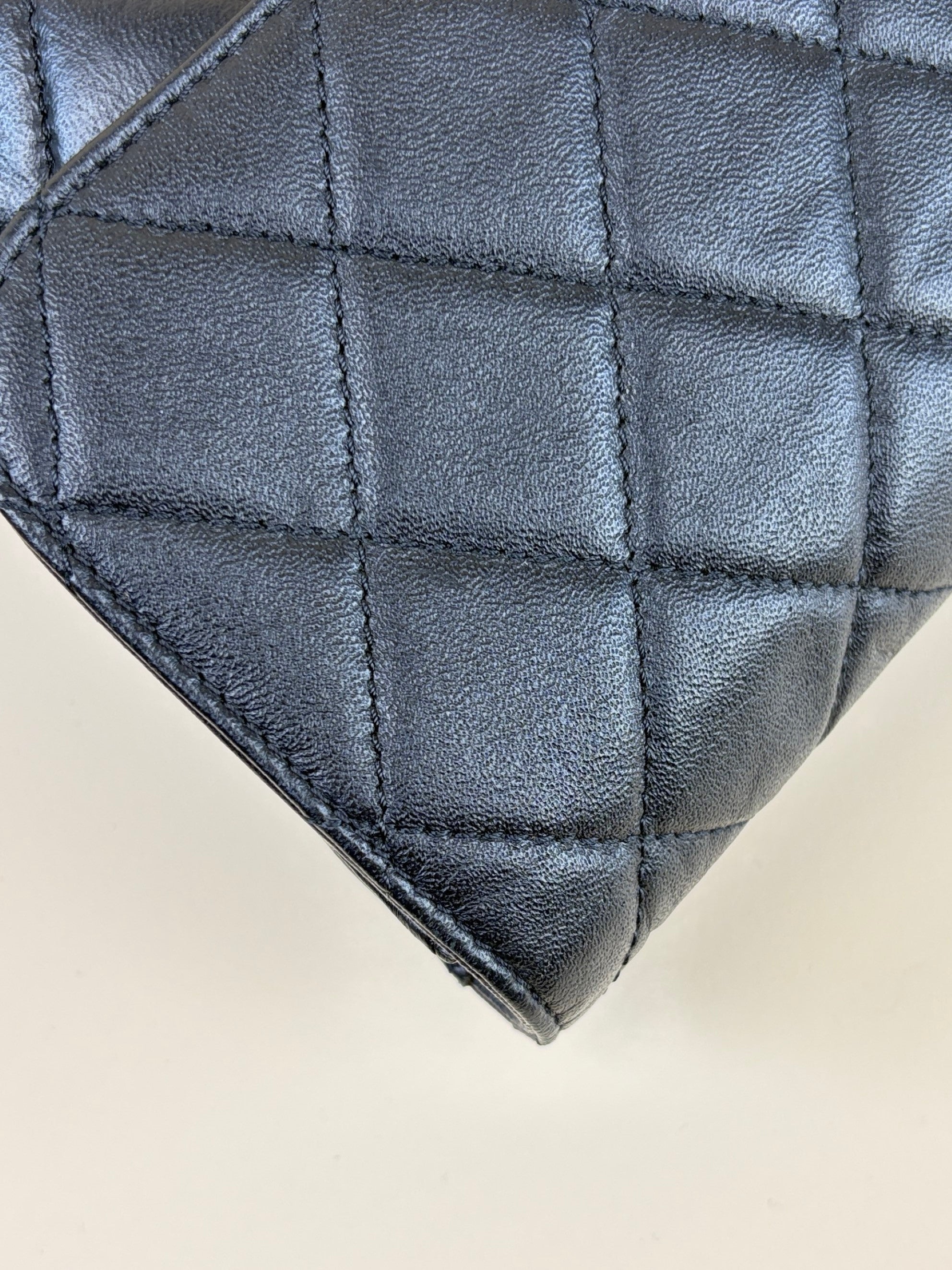 Chanel Black calfskin flap portfolio clutch