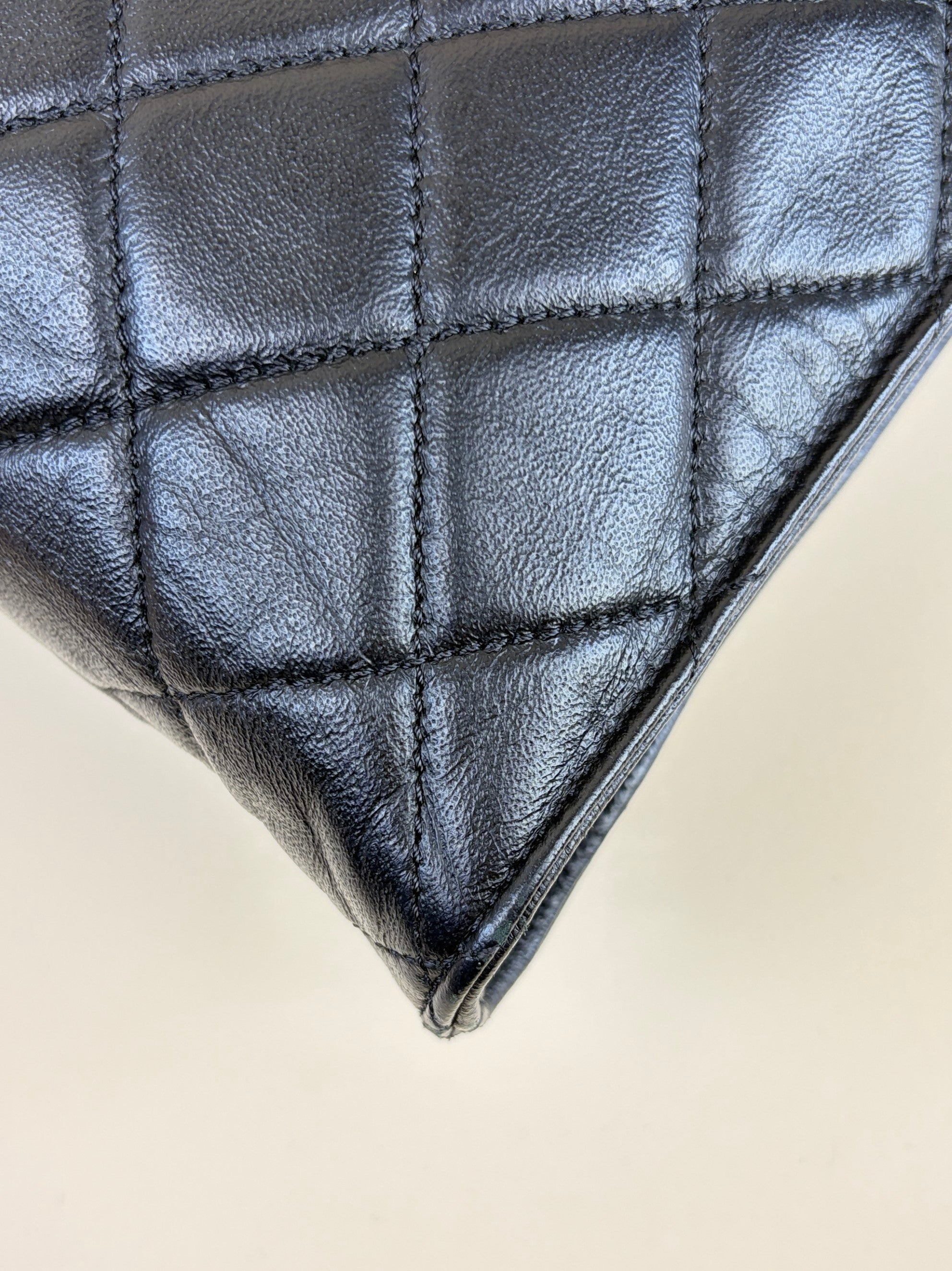 Chanel Black calfskin flap portfolio clutch