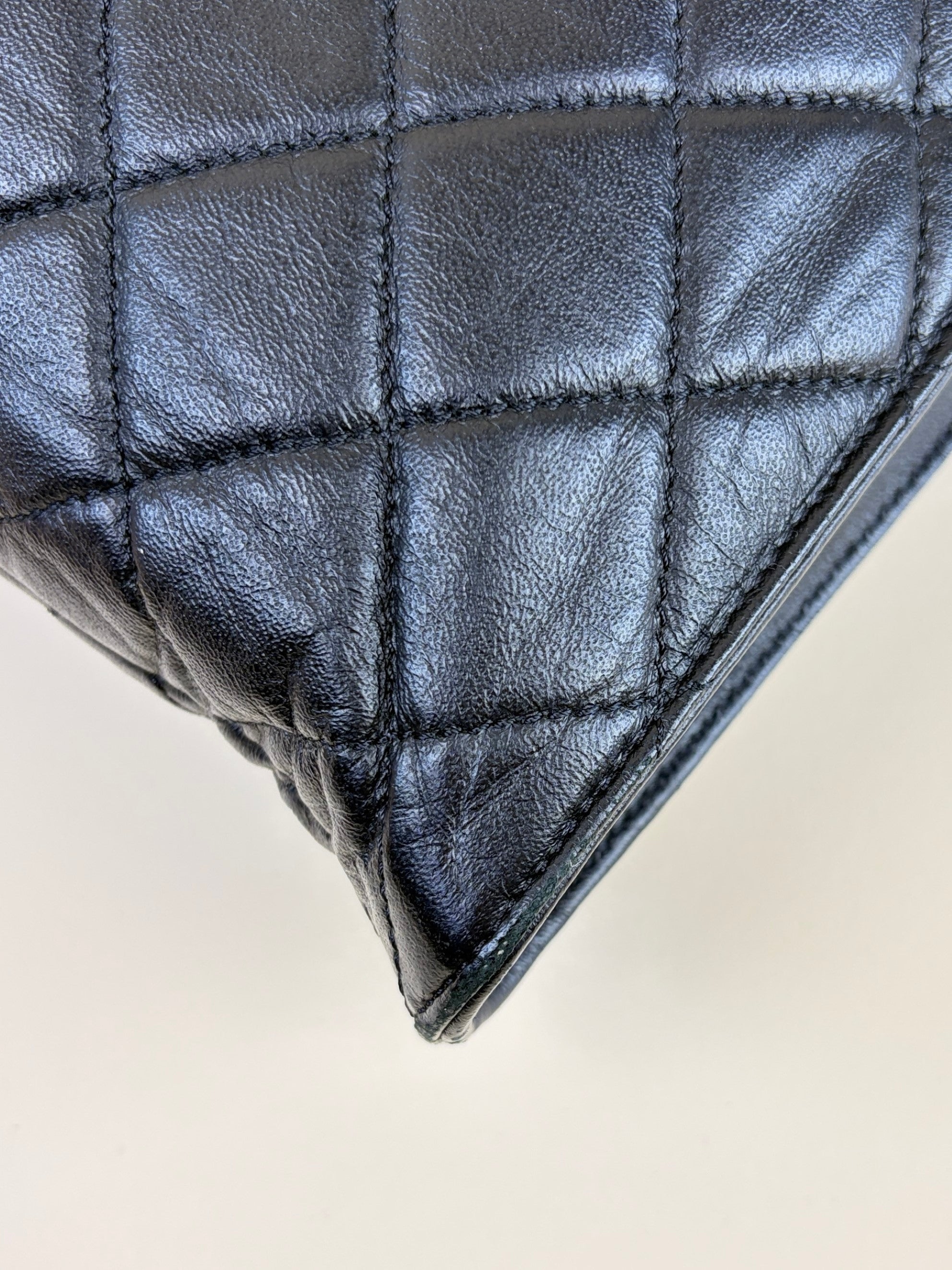 Chanel Black calfskin flap portfolio clutch