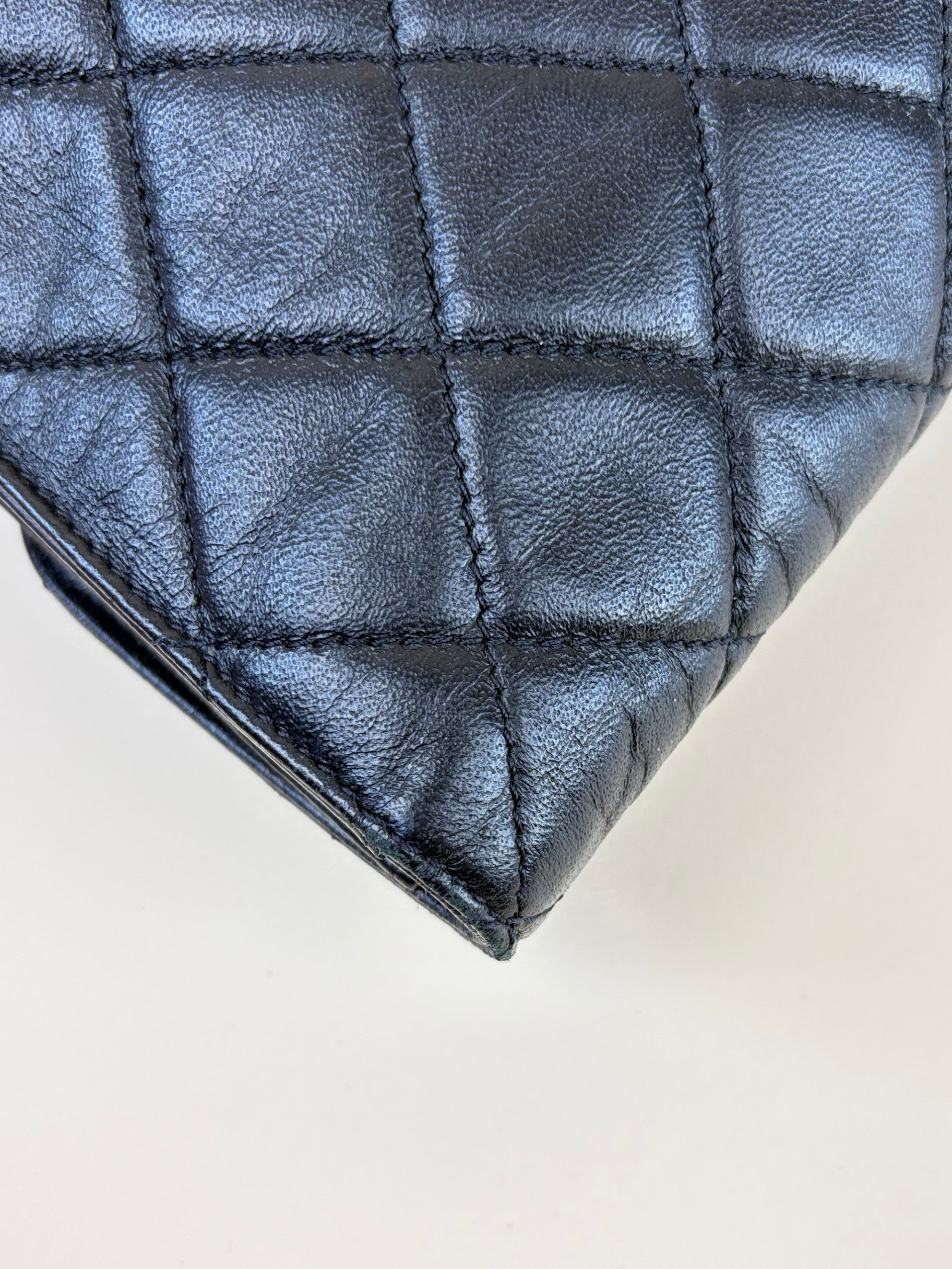 Chanel Black calfskin flap portfolio clutch