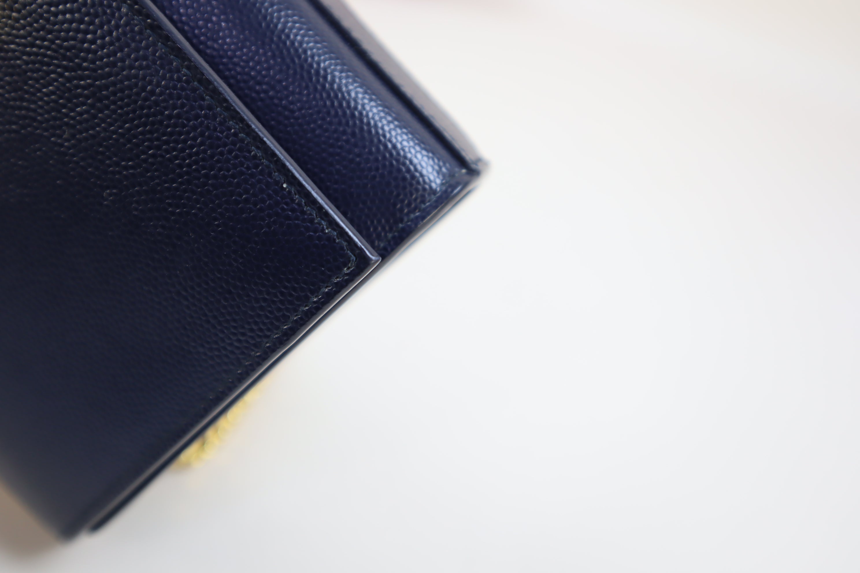YSL Navy Blue Pebbled Small Kate Bag