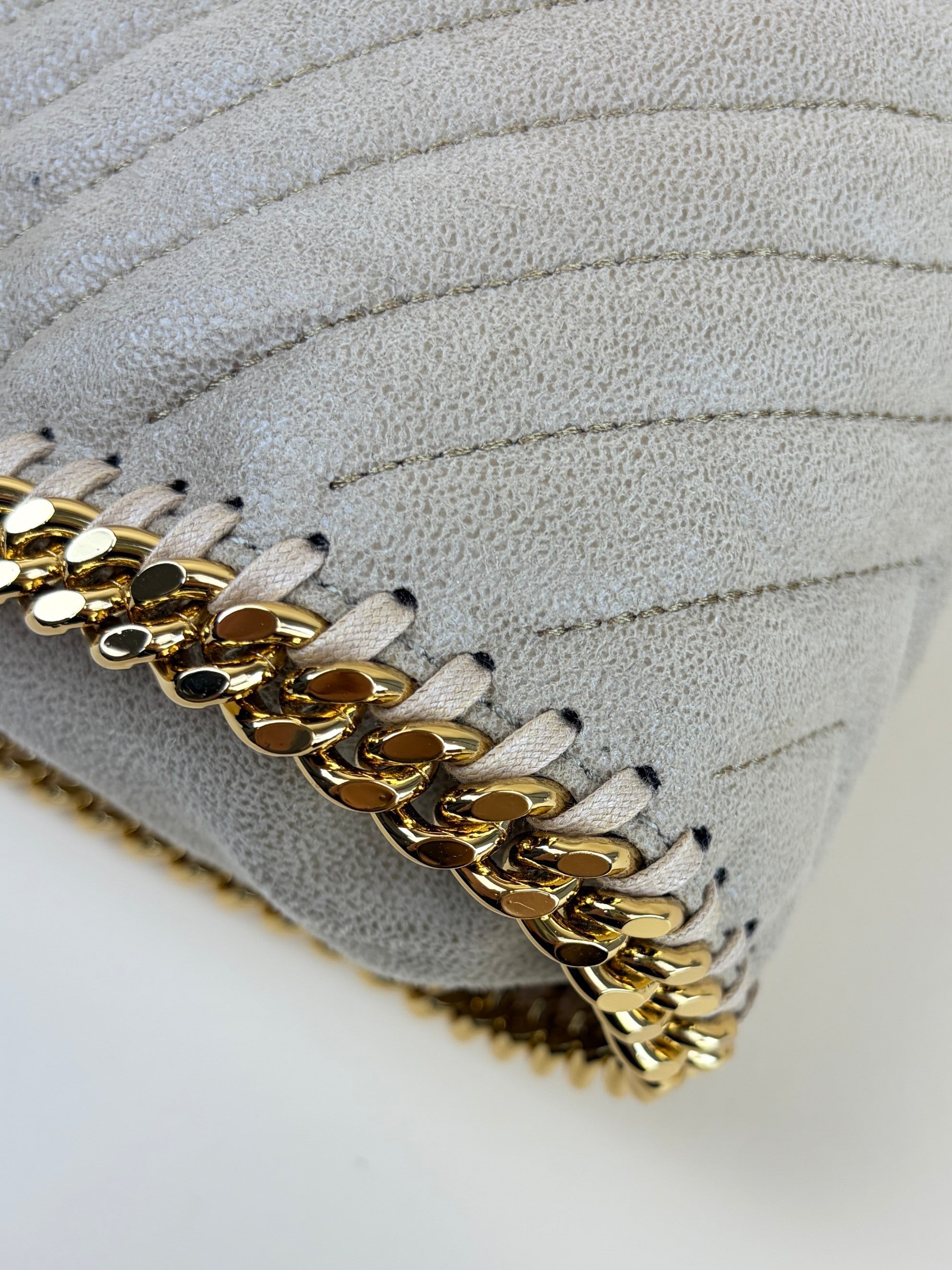 Stella McCartney beige fallabela chevron quilted mini tote bag