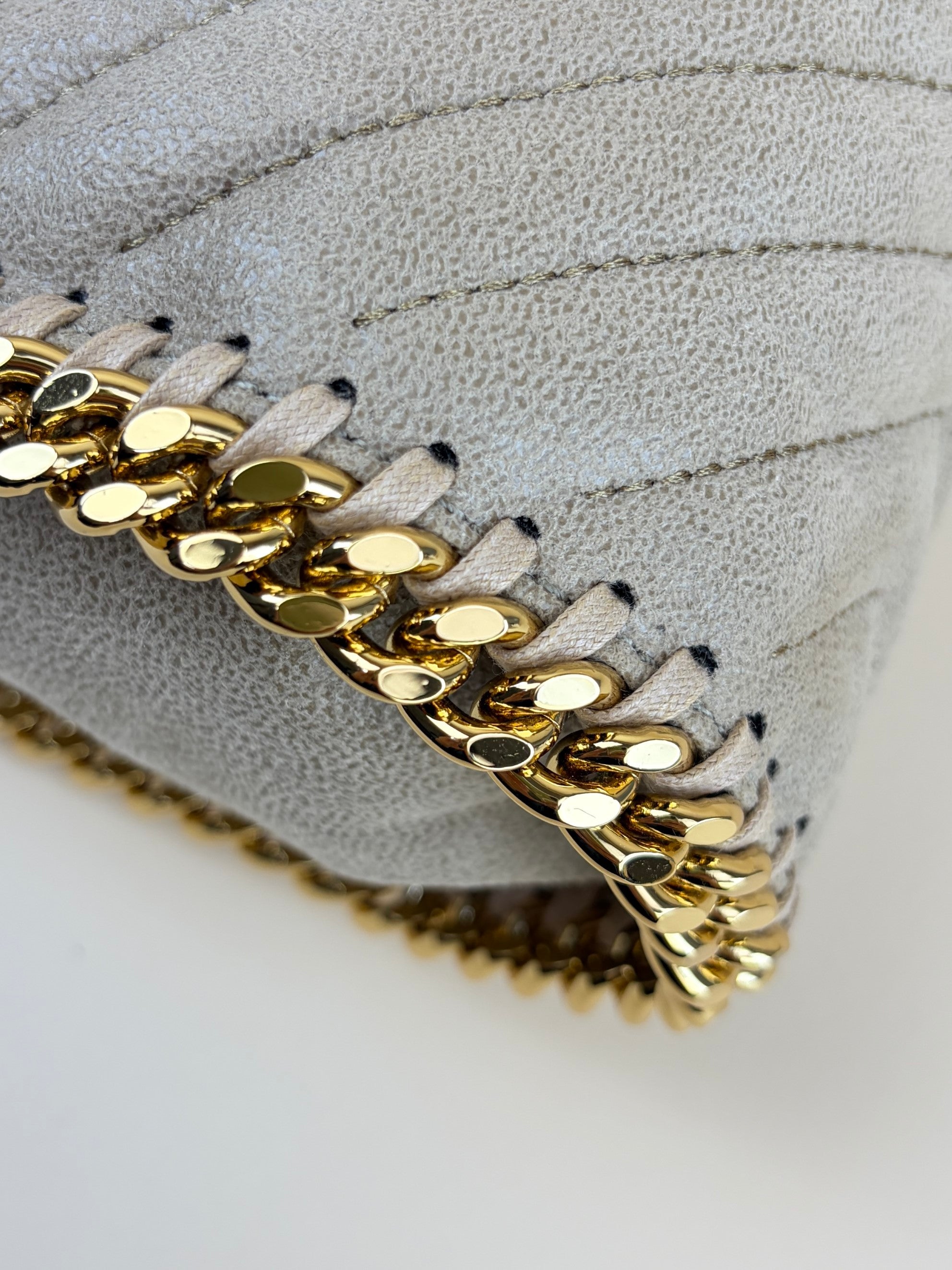 Stella McCartney beige fallabela chevron quilted mini tote bag