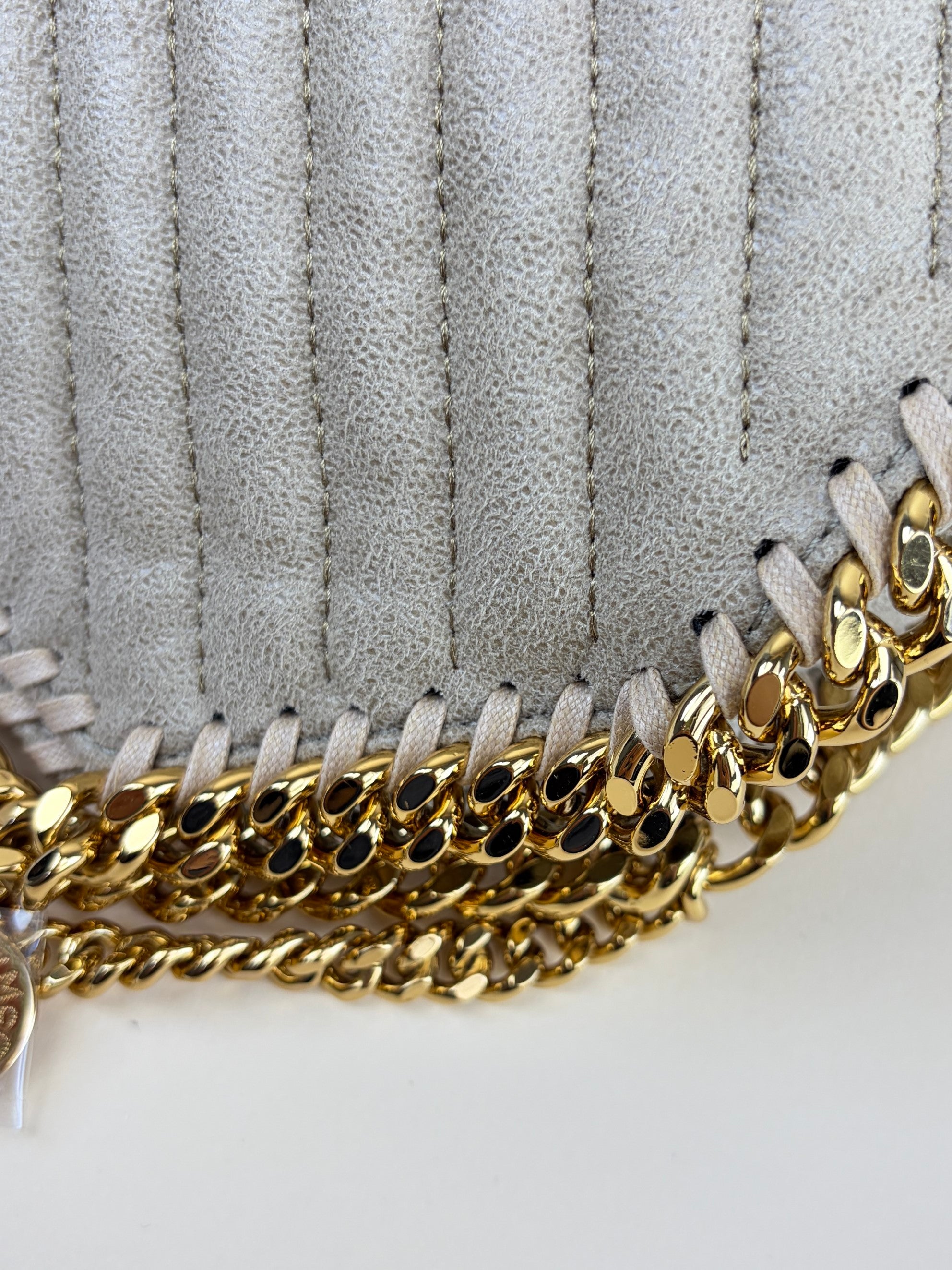 Stella McCartney beige fallabela chevron quilted mini tote bag