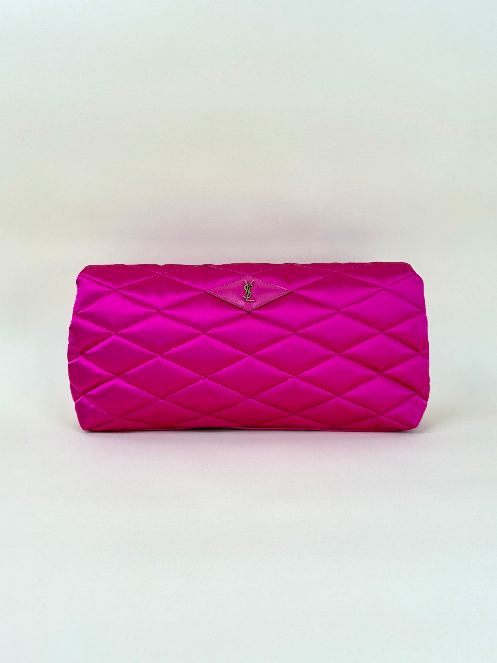 YSL pink Sade Envelope Quilted Large Clutch