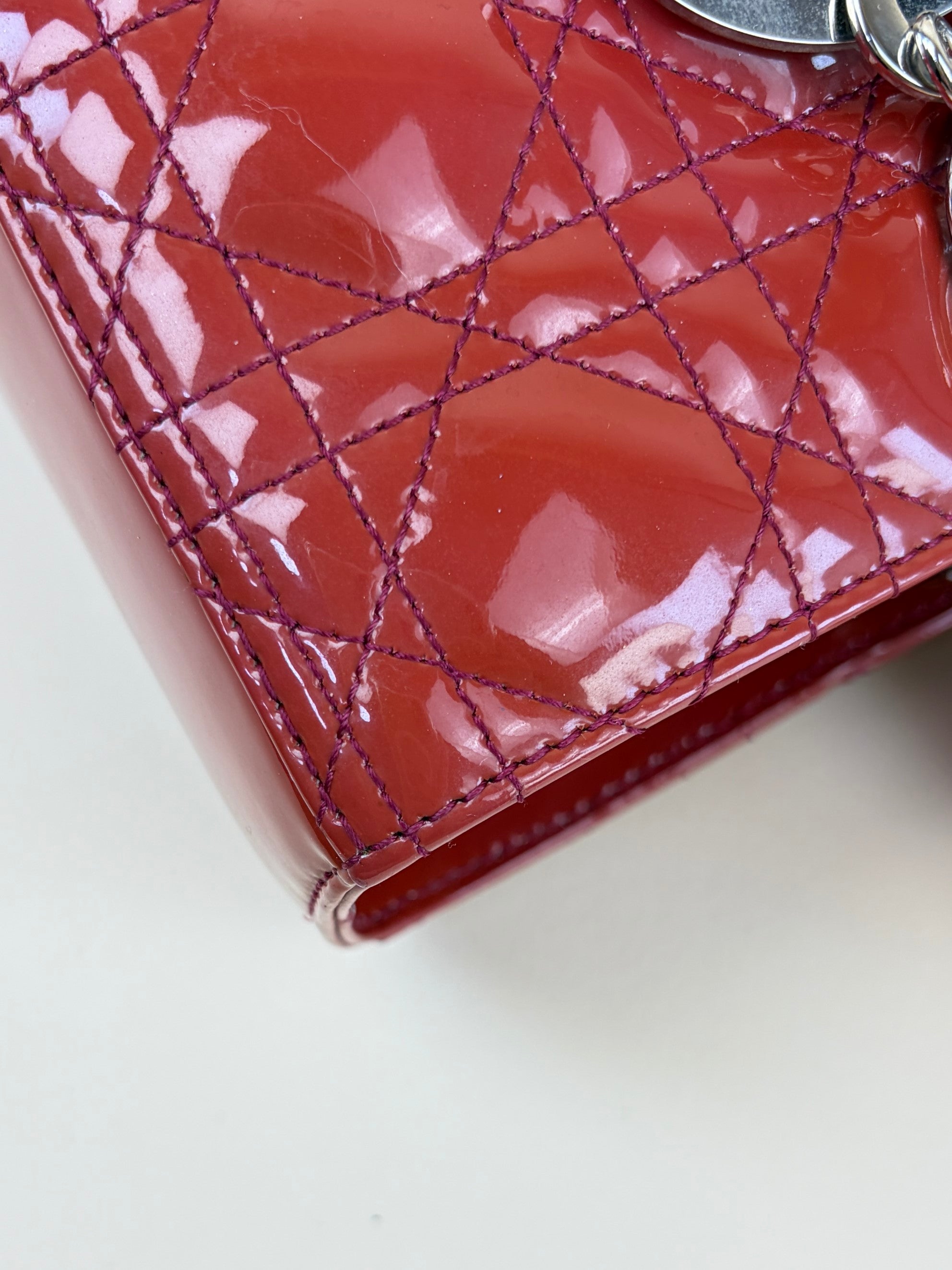 Christian Dior red Lady Dior Large Bag