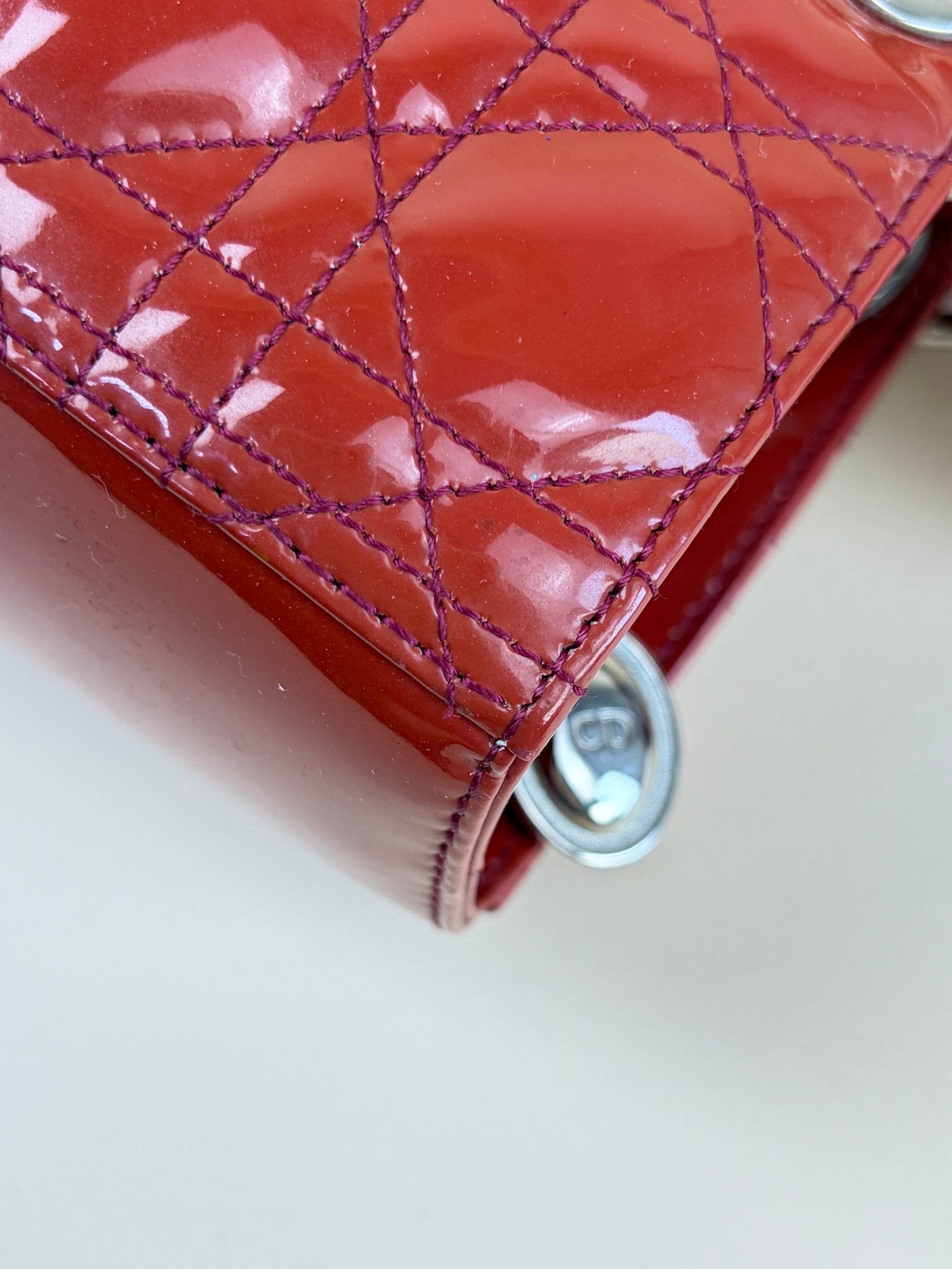 Christian Dior red Lady Dior Large Bag