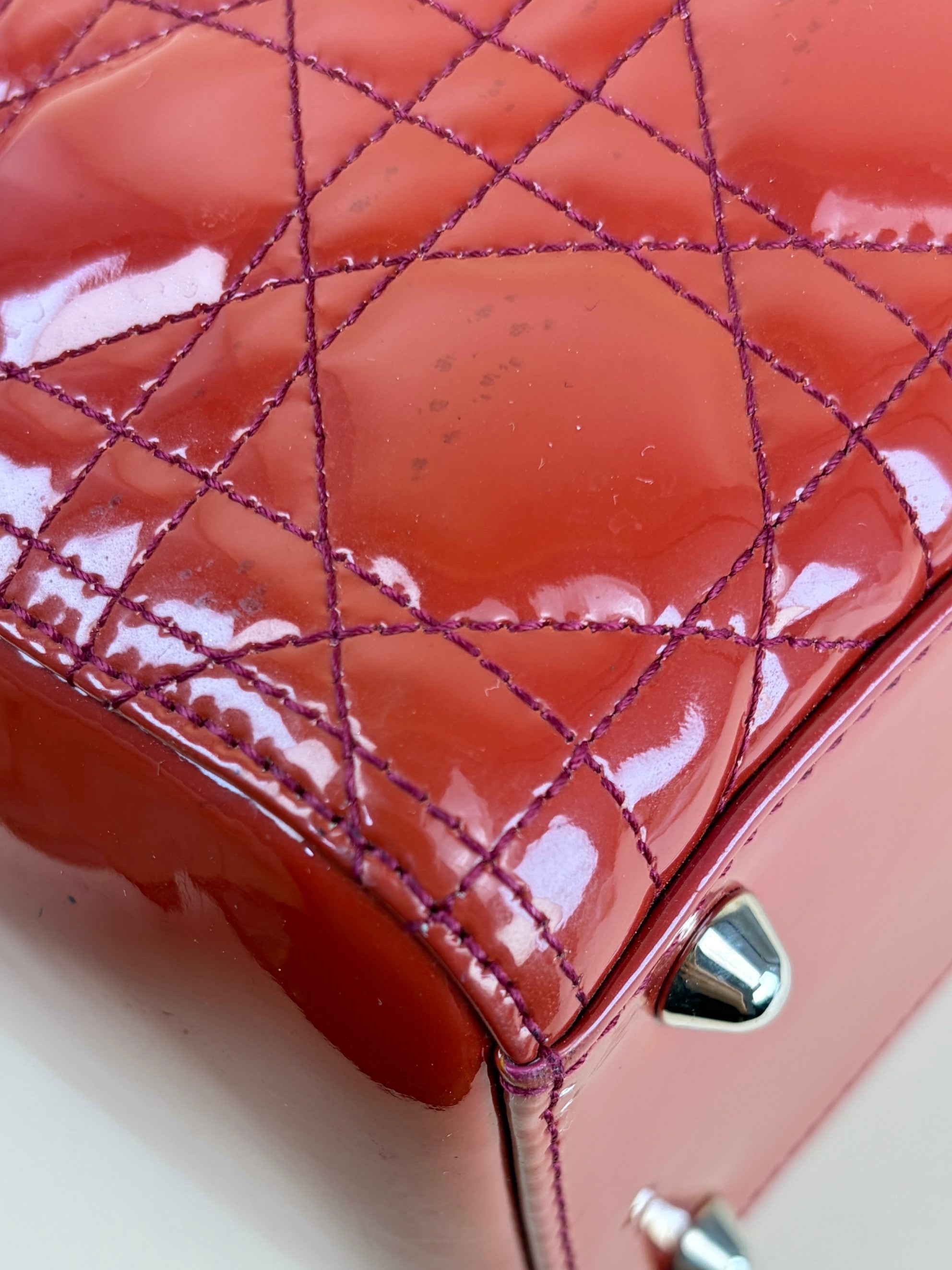 Christian Dior red Lady Dior Large Bag