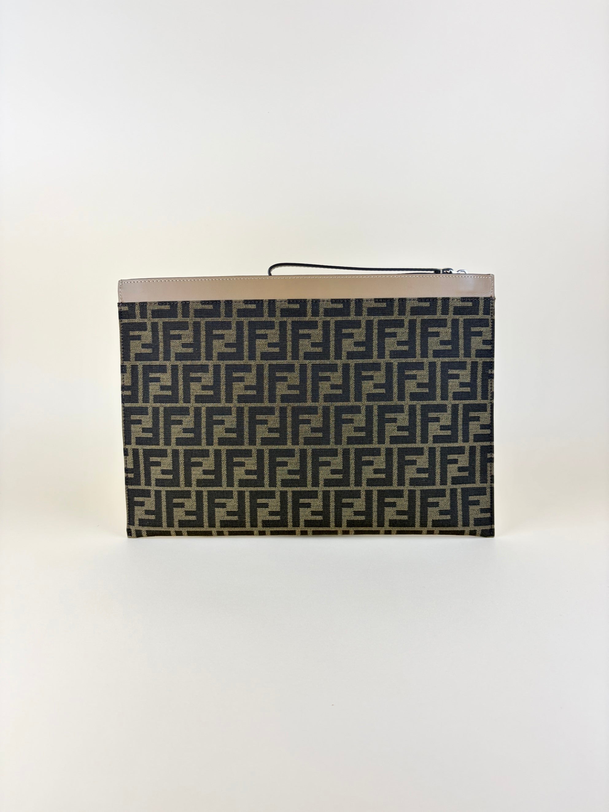 Fendi Brown FF Jacquard Fabric Large Flat Pouch