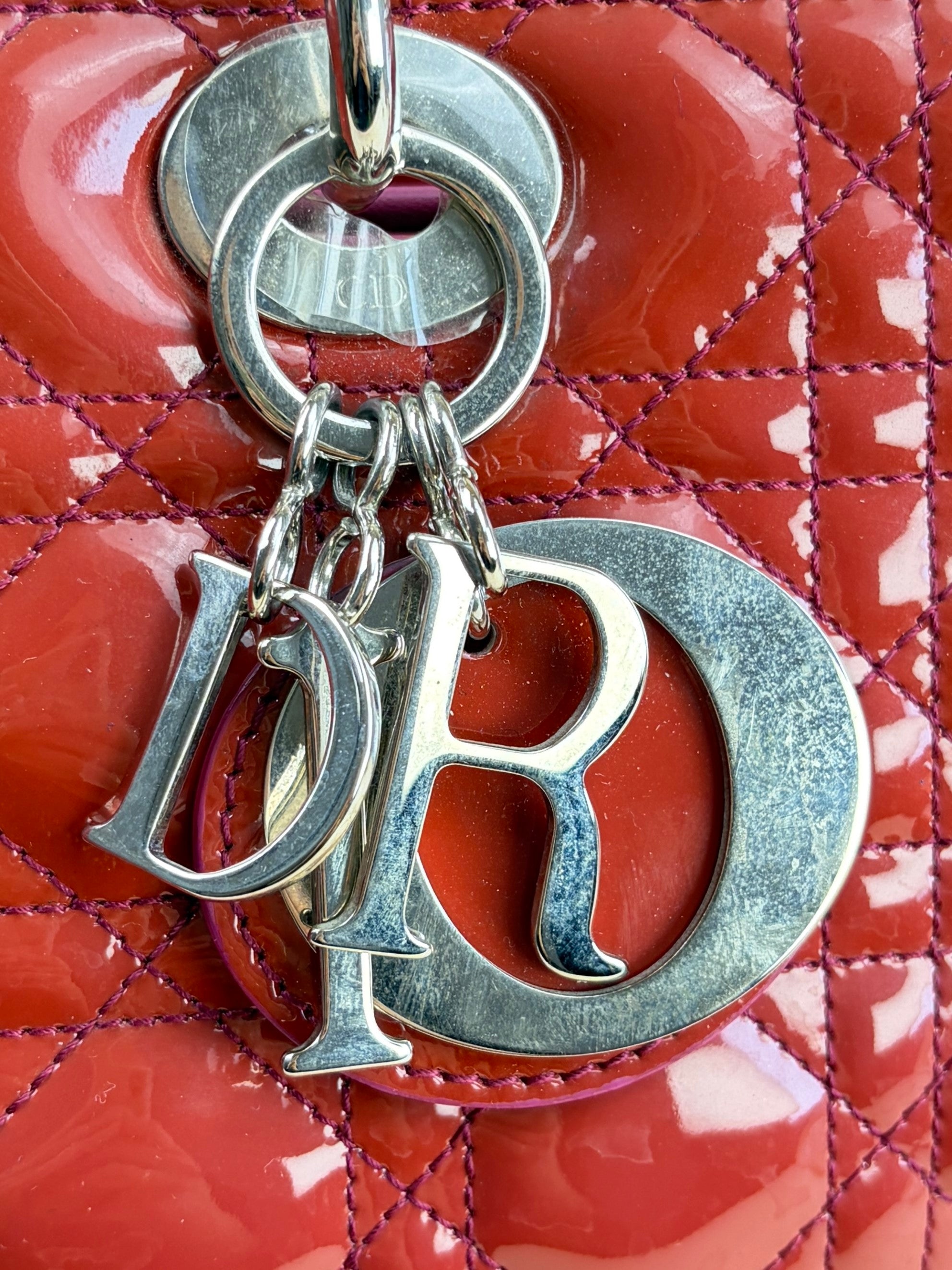 Christian Dior red Lady Dior Large Bag