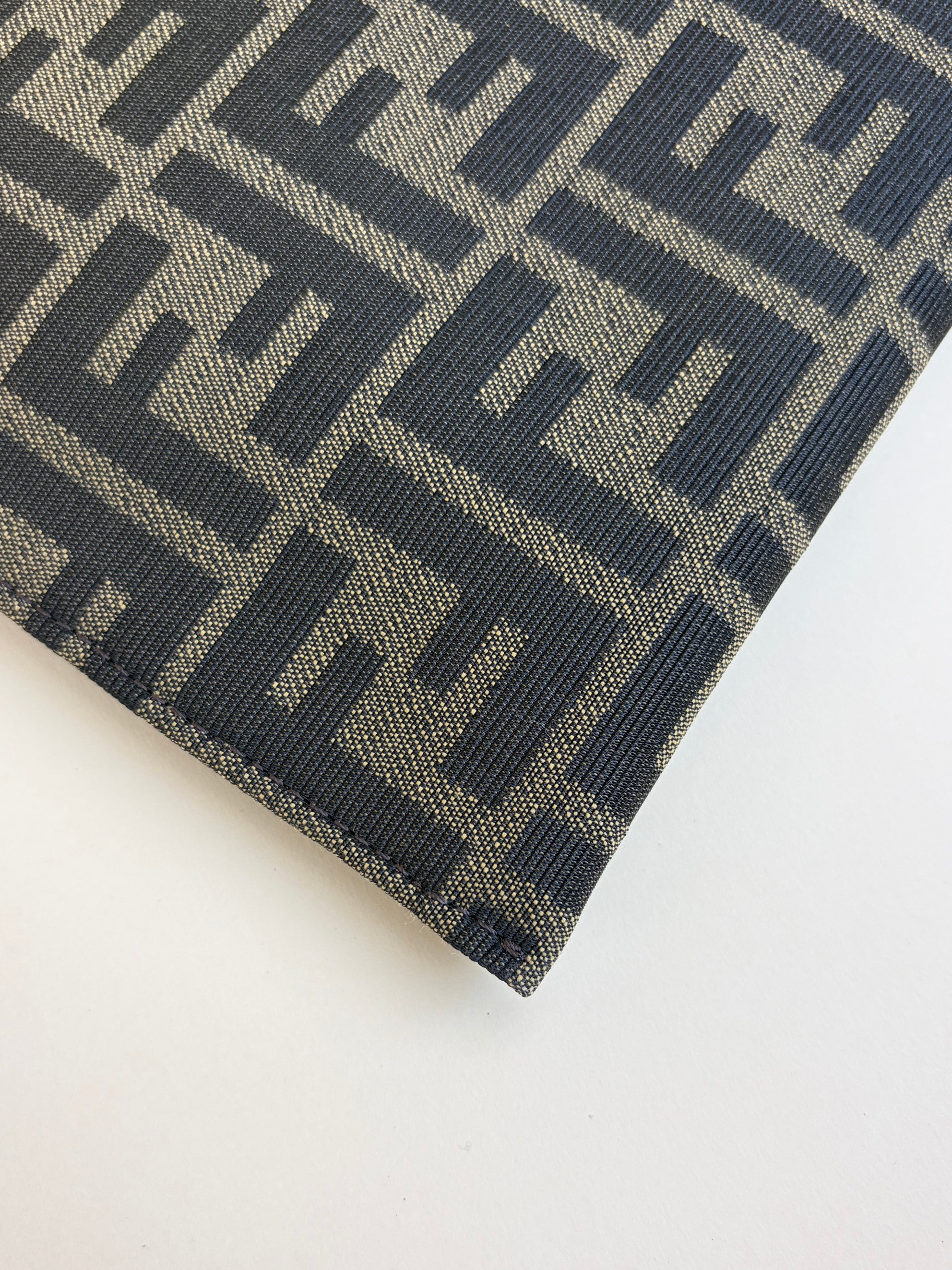 Fendi Brown FF Jacquard Fabric Large Flat Pouch