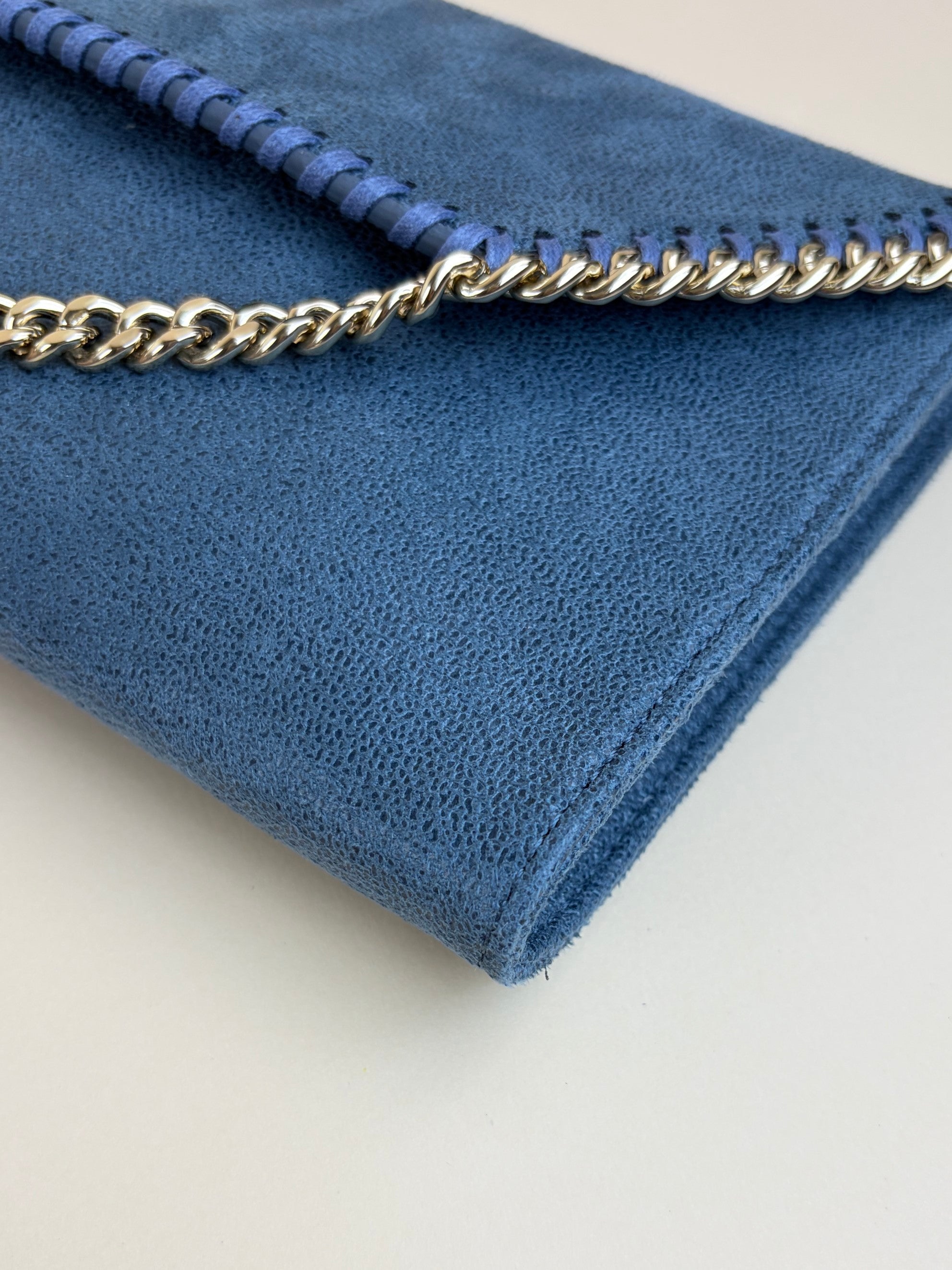 Stella McCartney feather blue Falabella wallet crossbody bag