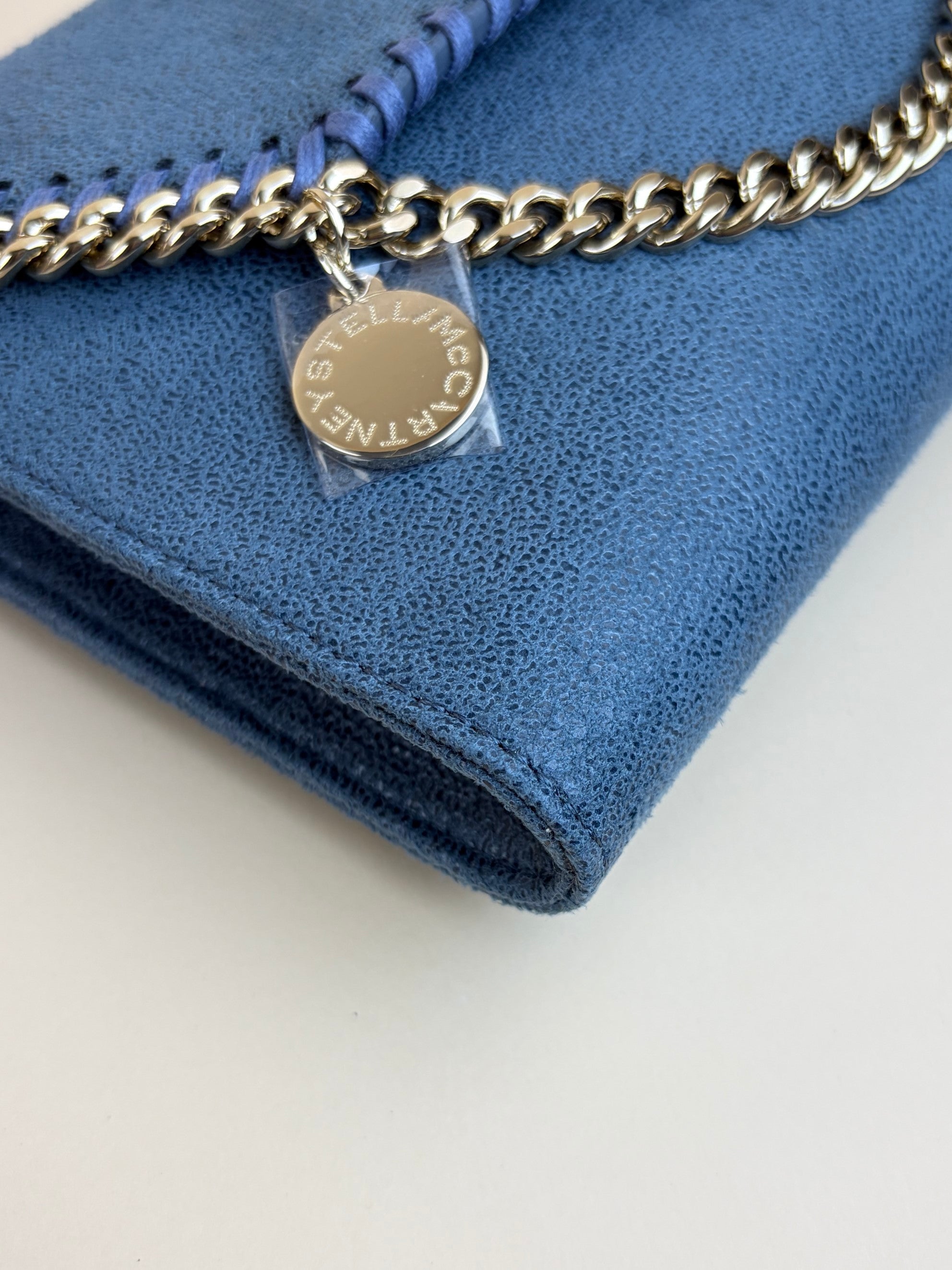 Stella McCartney feather blue Falabella wallet crossbody bag