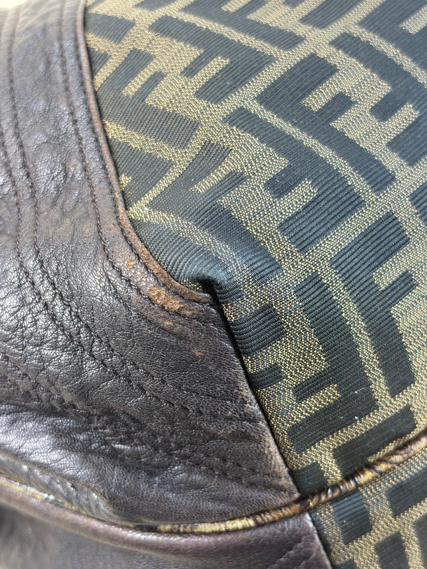 Fendi spy ff zucca and brown hobo bag