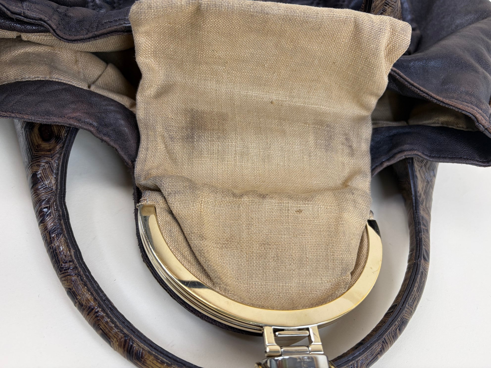 Fendi spy ff zucca and brown hobo bag