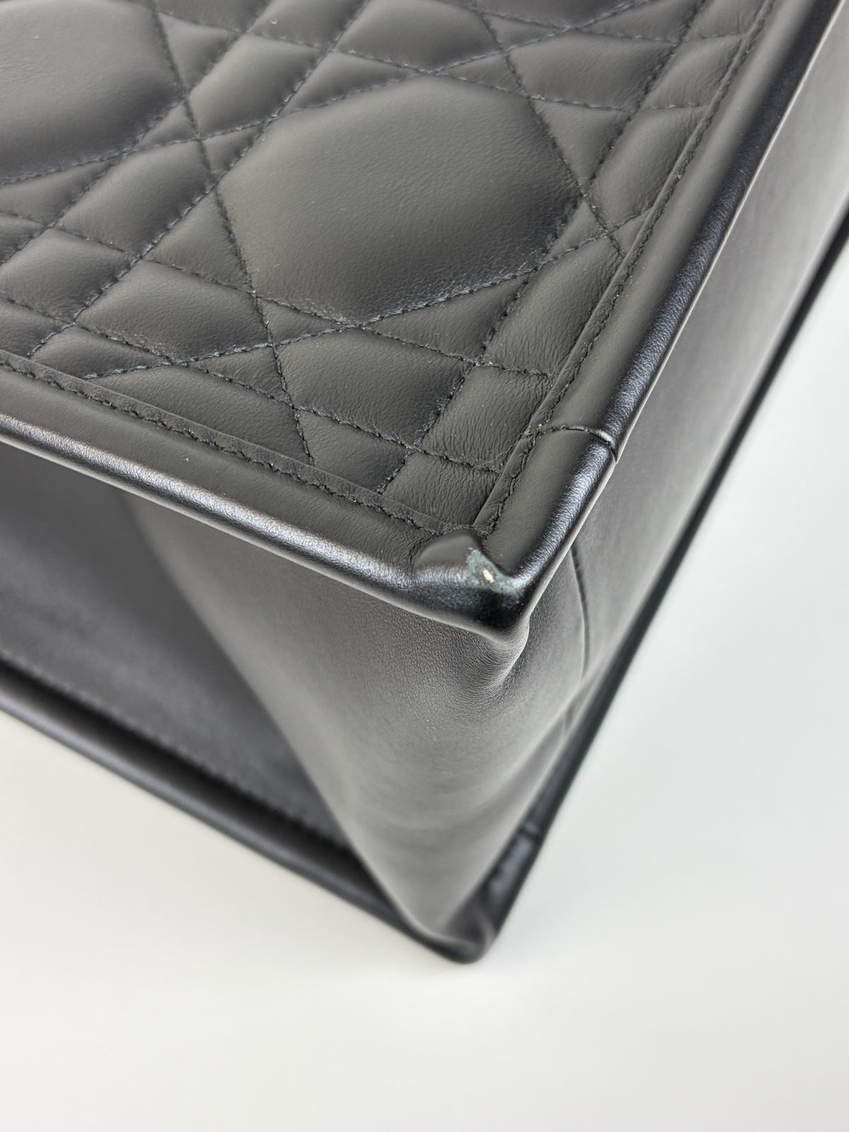 Christian Dior Black macrocannage calfskin small book tote bag
