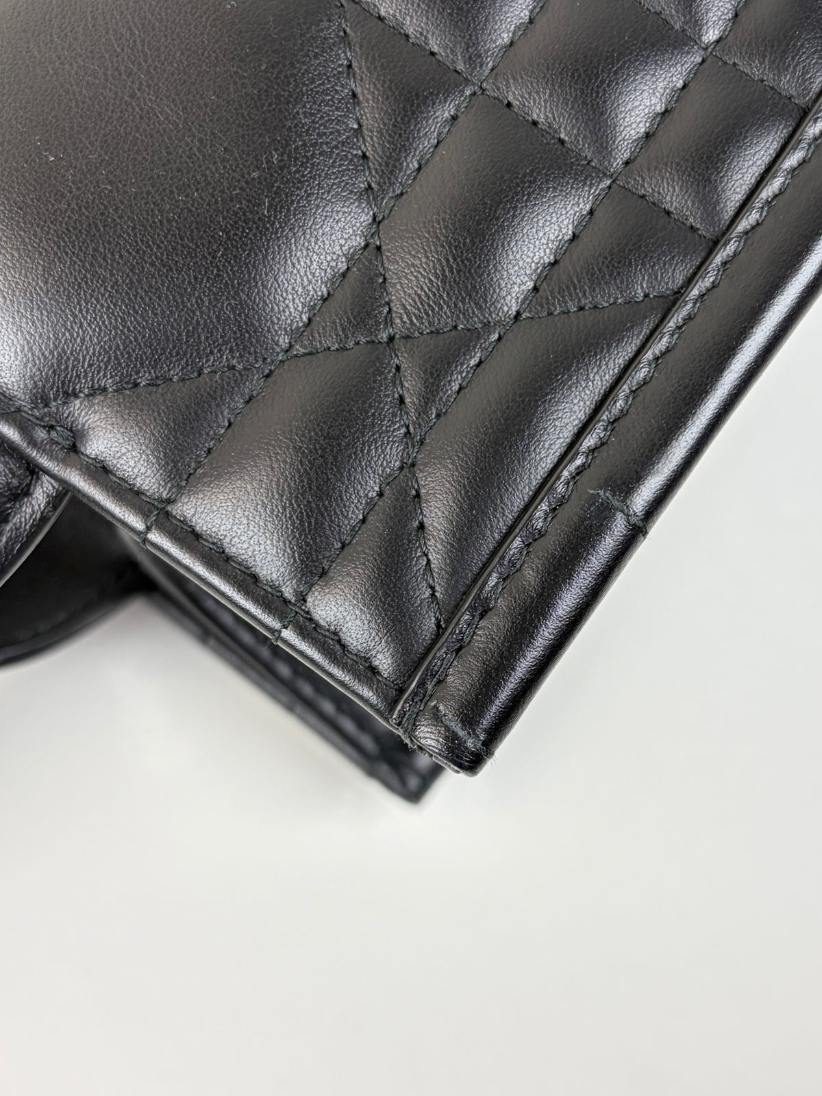 Christian Dior Black macrocannage calfskin small book tote bag