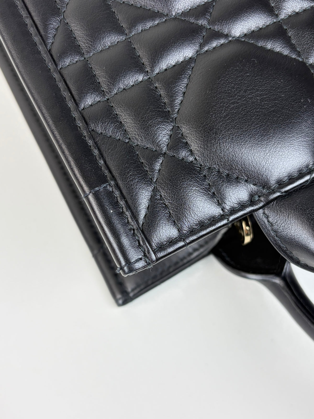 Christian Dior Black macrocannage calfskin small book tote bag