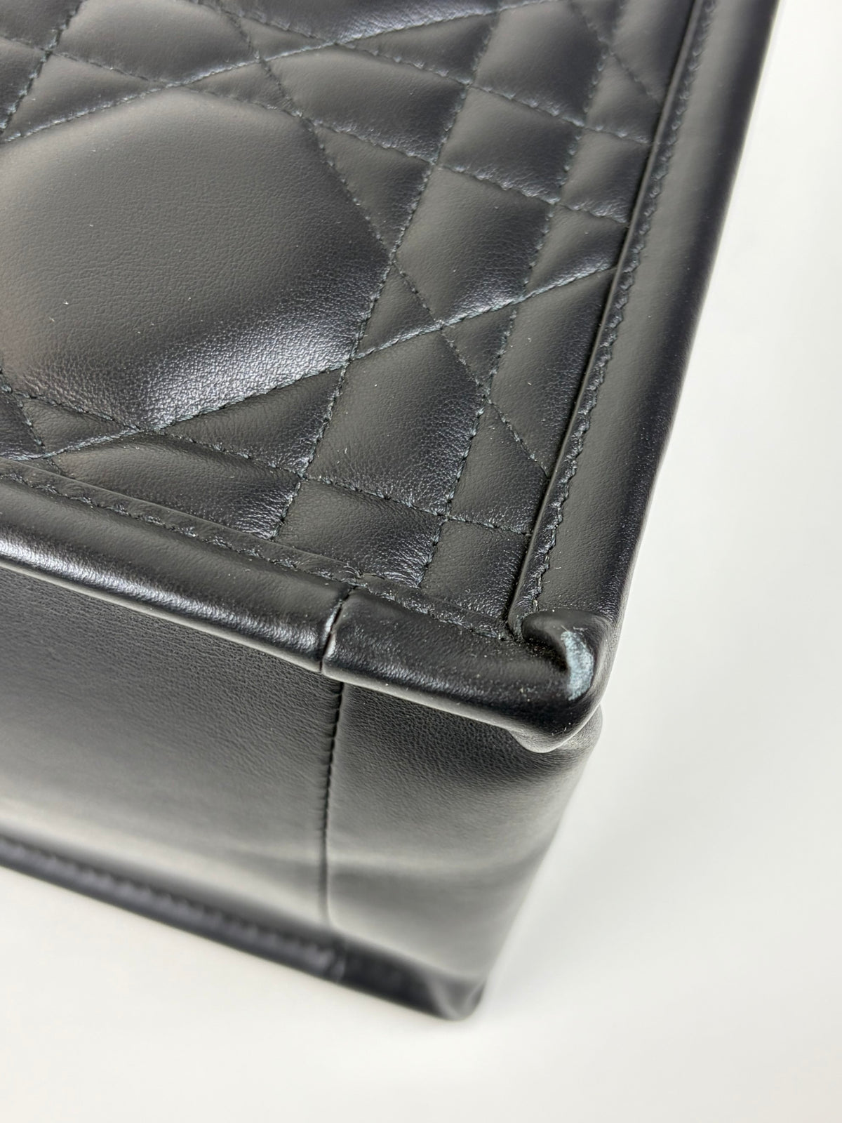 Christian Dior Black macrocannage calfskin small book tote bag