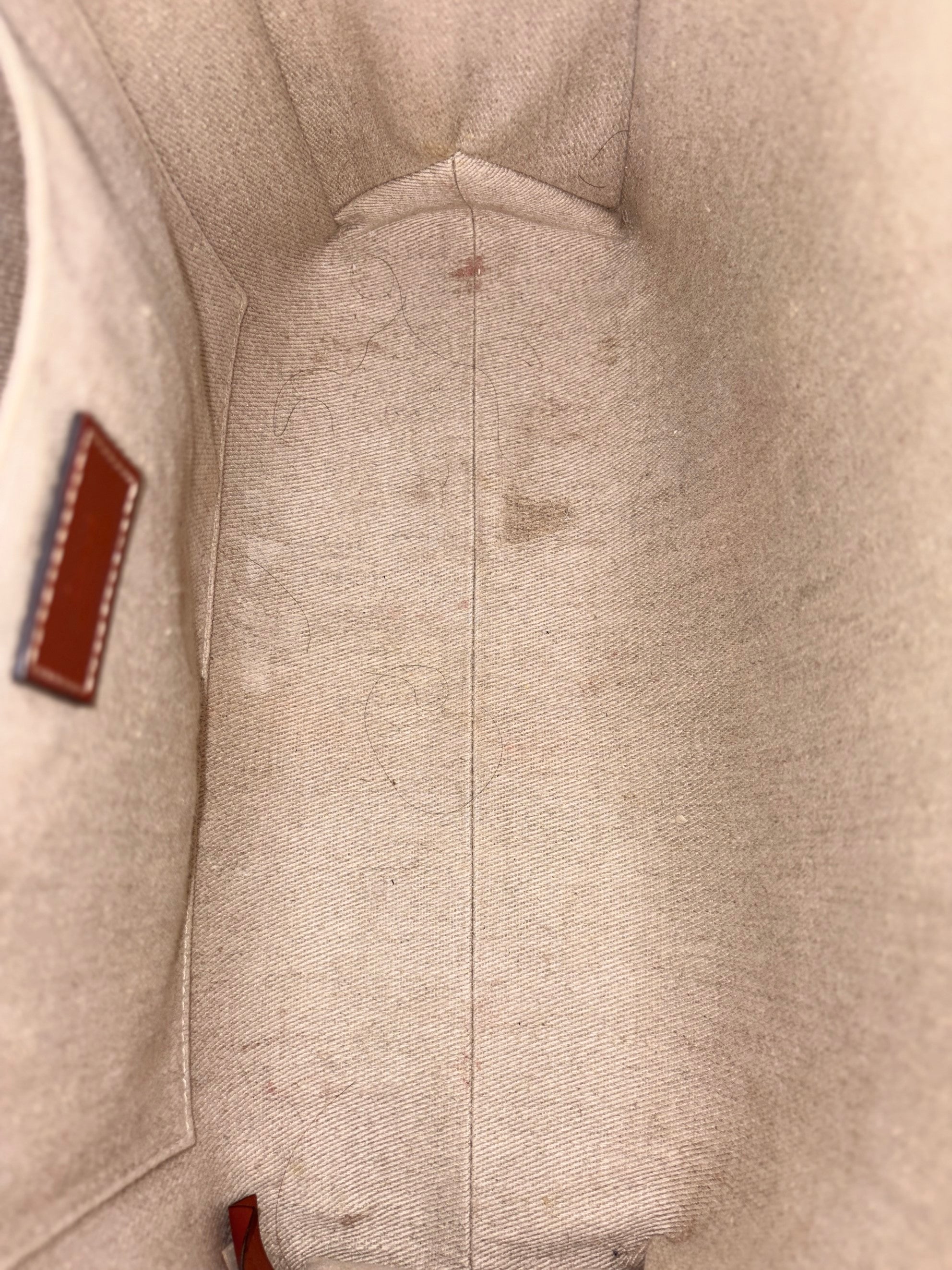 Chloe white linen and brown calfskin medium woody tote bag