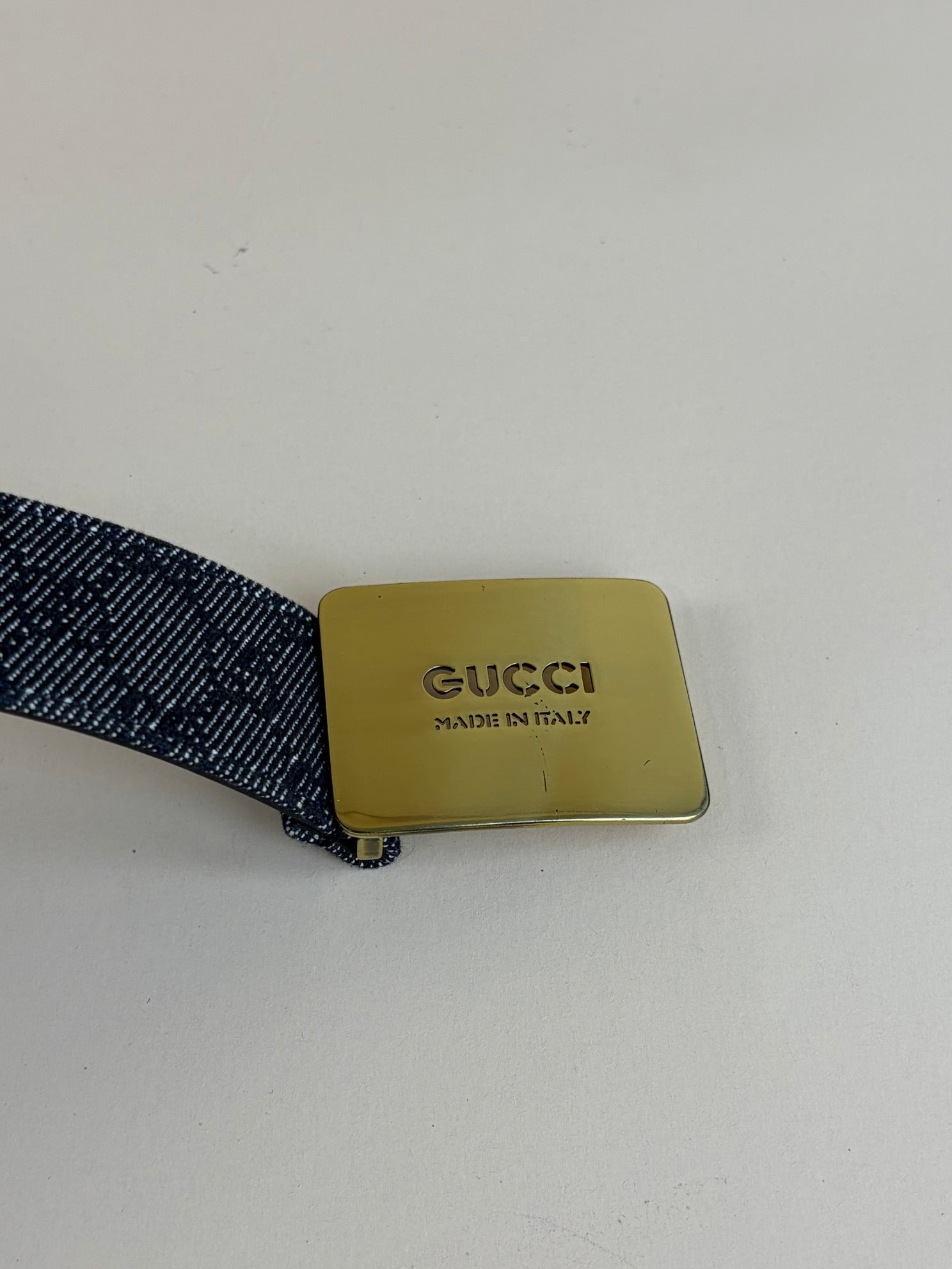 Gucci Grey GG Denim Belt 34