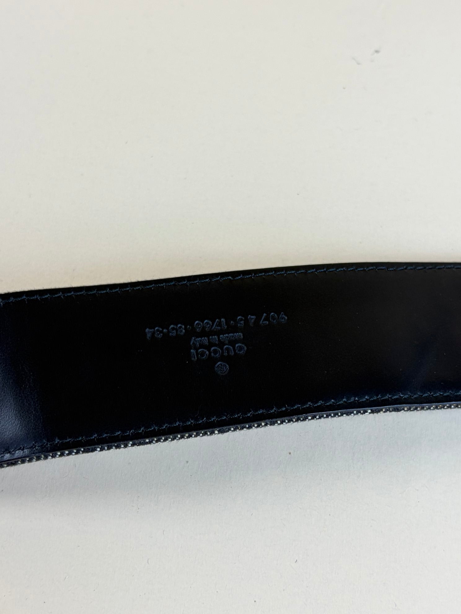 Gucci Grey GG Denim Belt 34