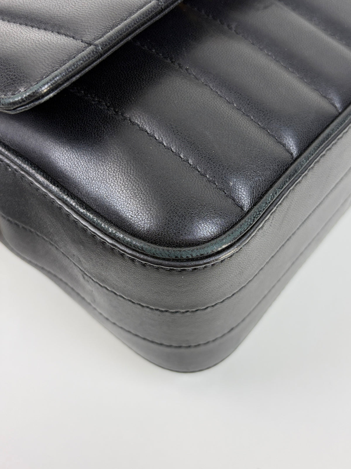 YSL black lambskin matelassé monogram Vicky medium chain bag