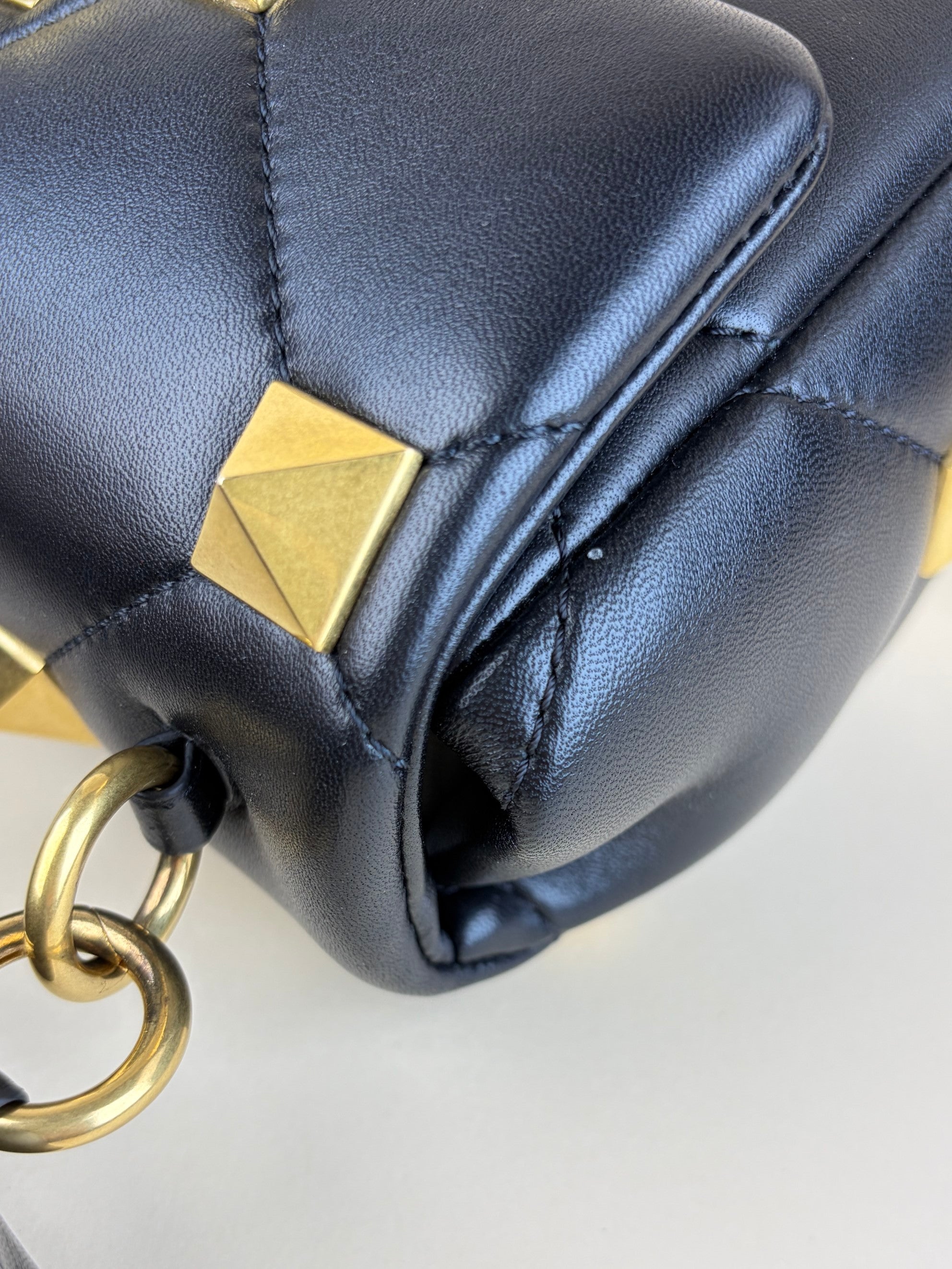 Valentino black Nappa leather roman stud medium shoulder bag