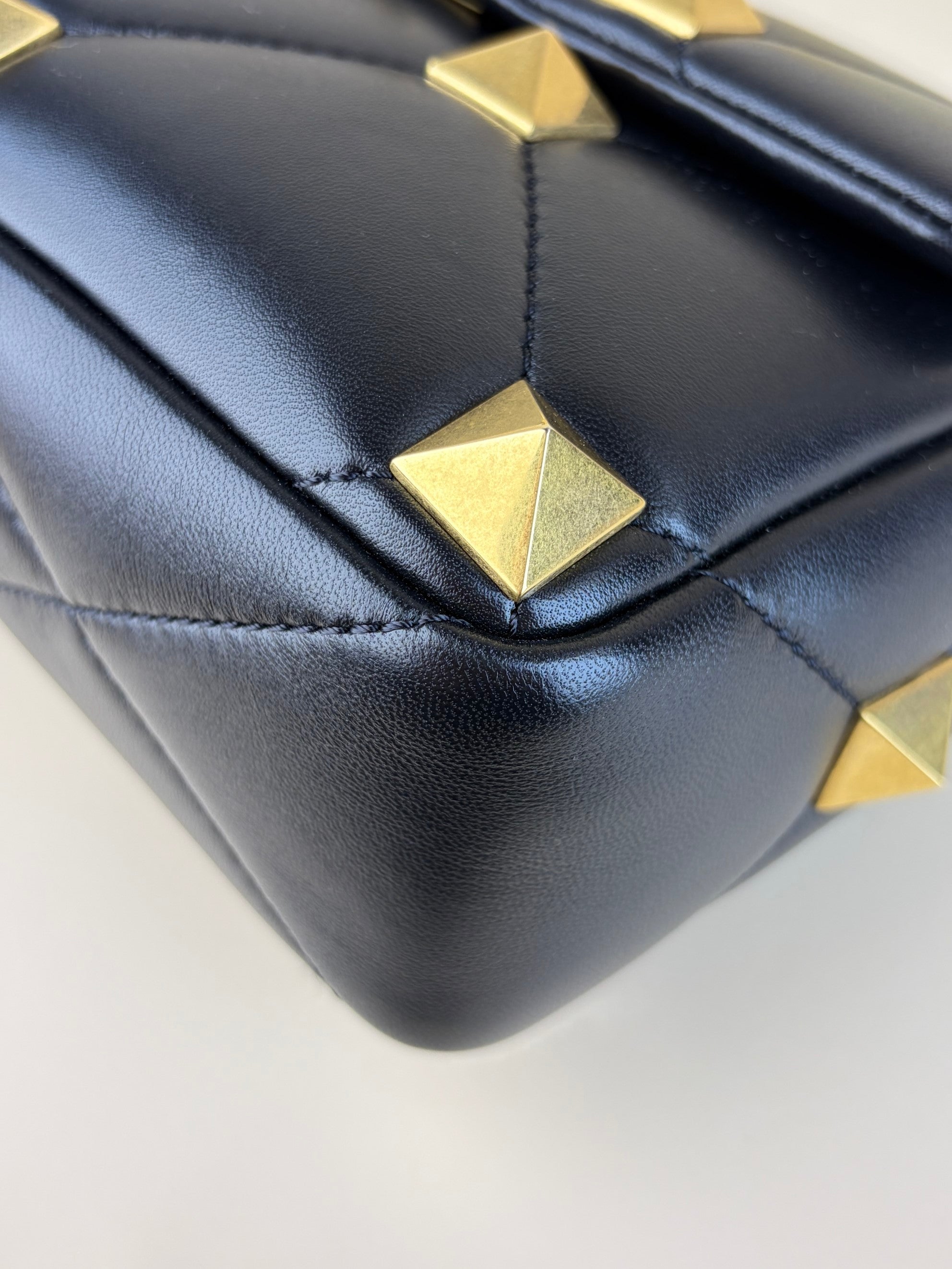 Valentino black Nappa leather roman stud medium shoulder bag