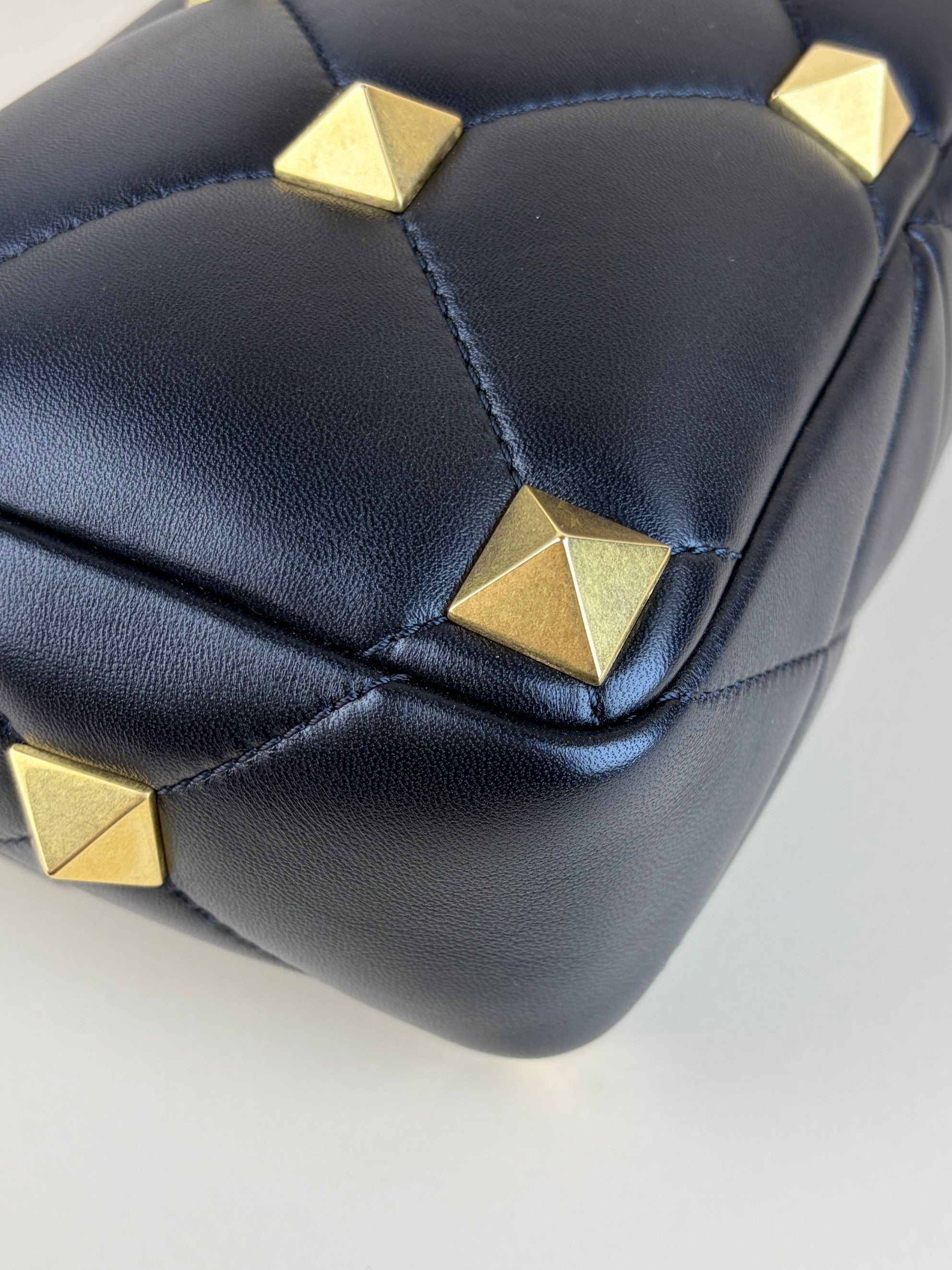 Valentino black Nappa leather roman stud medium shoulder bag