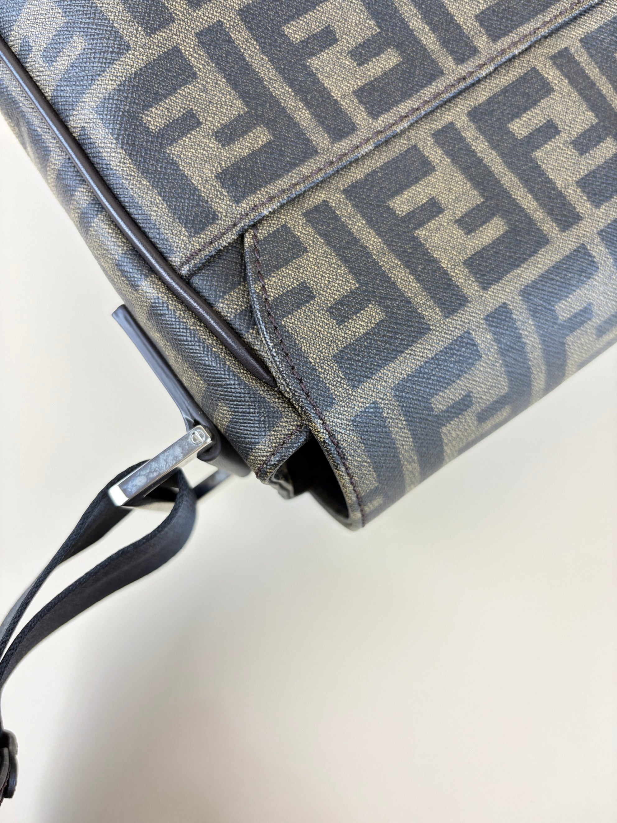 Fendi ombre effect tobacco Zucca ff coated canvas messenger bag
