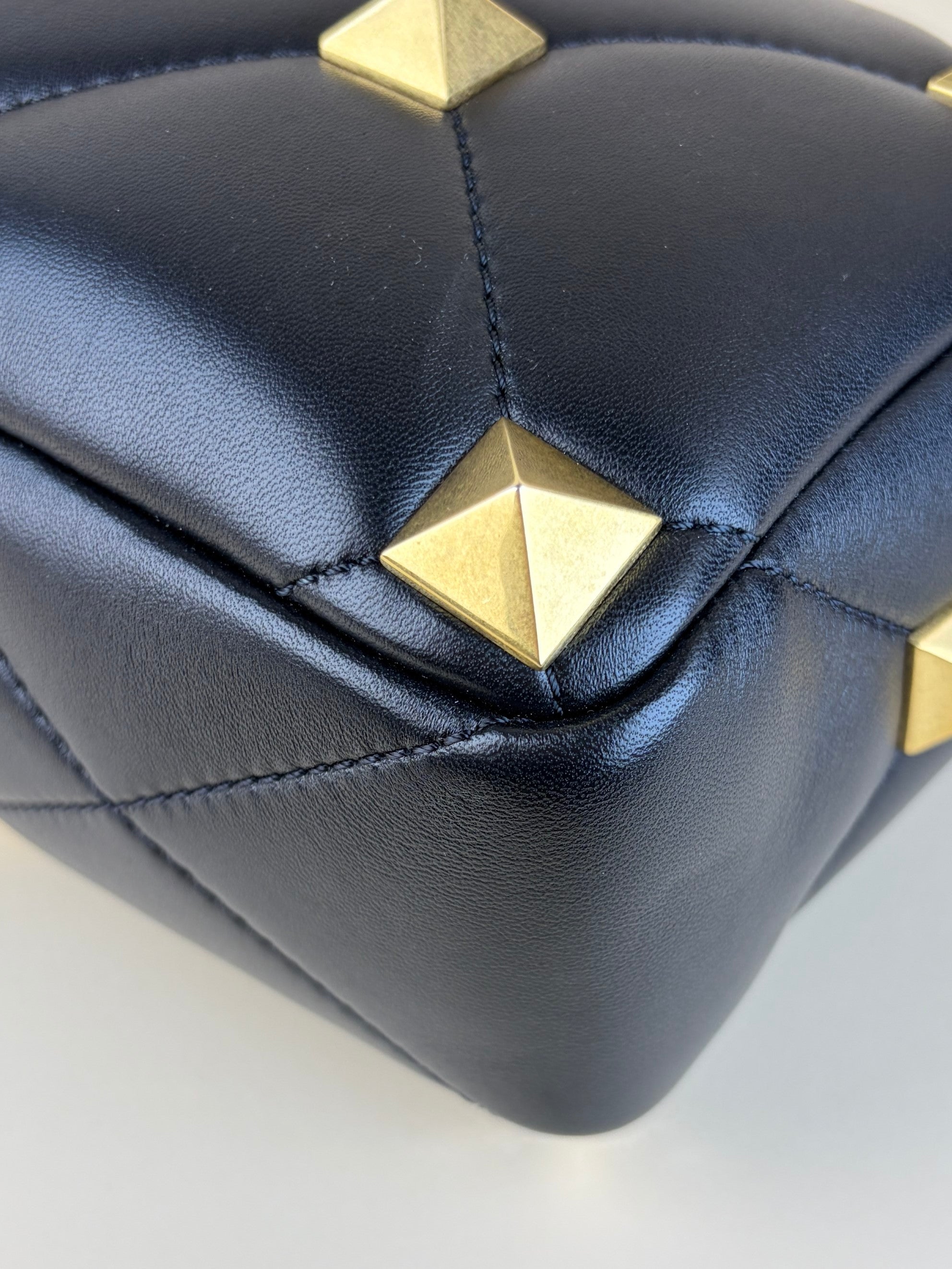 Valentino black Nappa leather roman stud medium shoulder bag