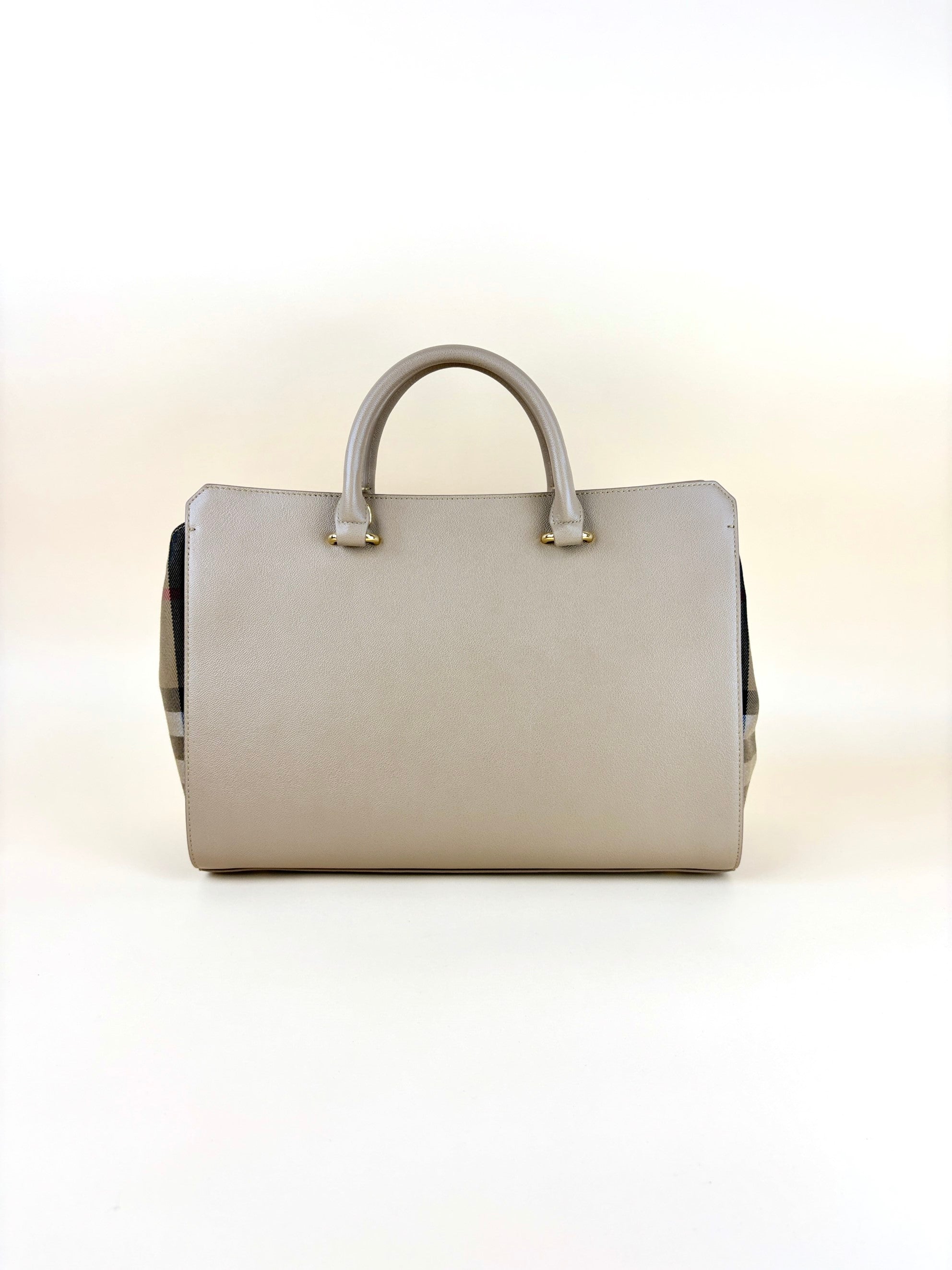 Burberry Banwell medium calfskin mega check house beige tote bag