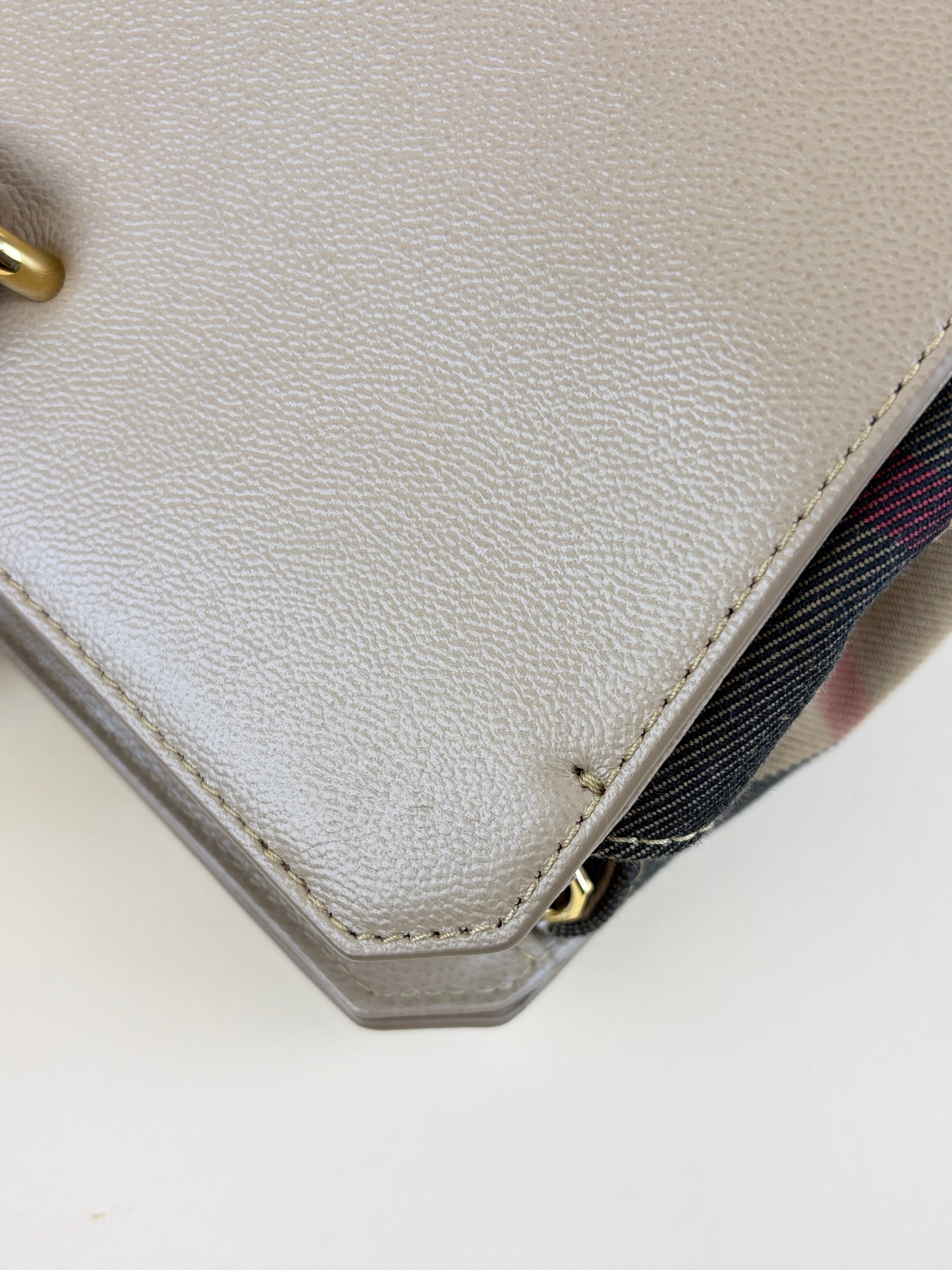 Burberry Banwell medium calfskin mega check house beige tote bag