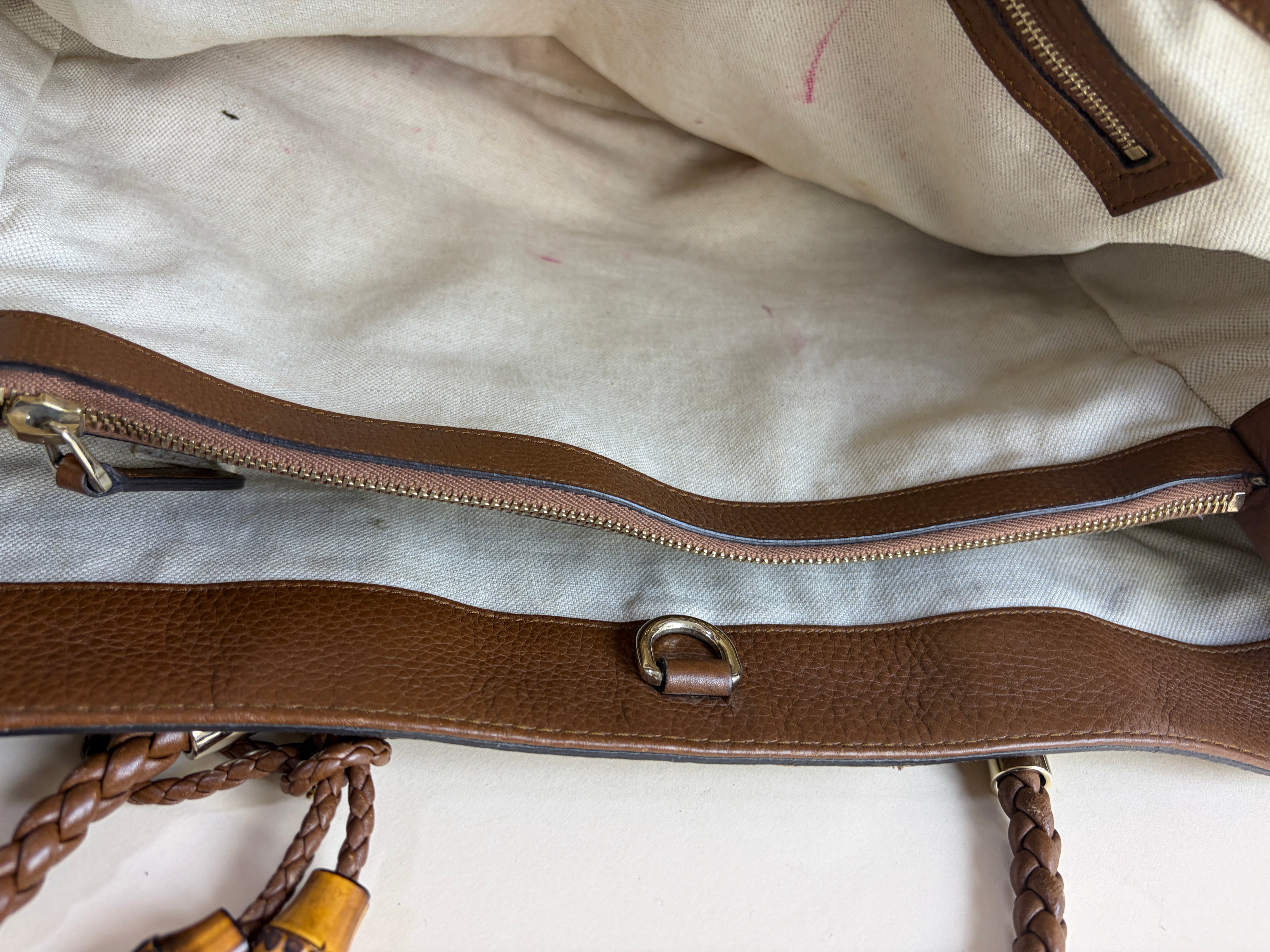Gucci beige Bella tote bag bamboo brown leather
