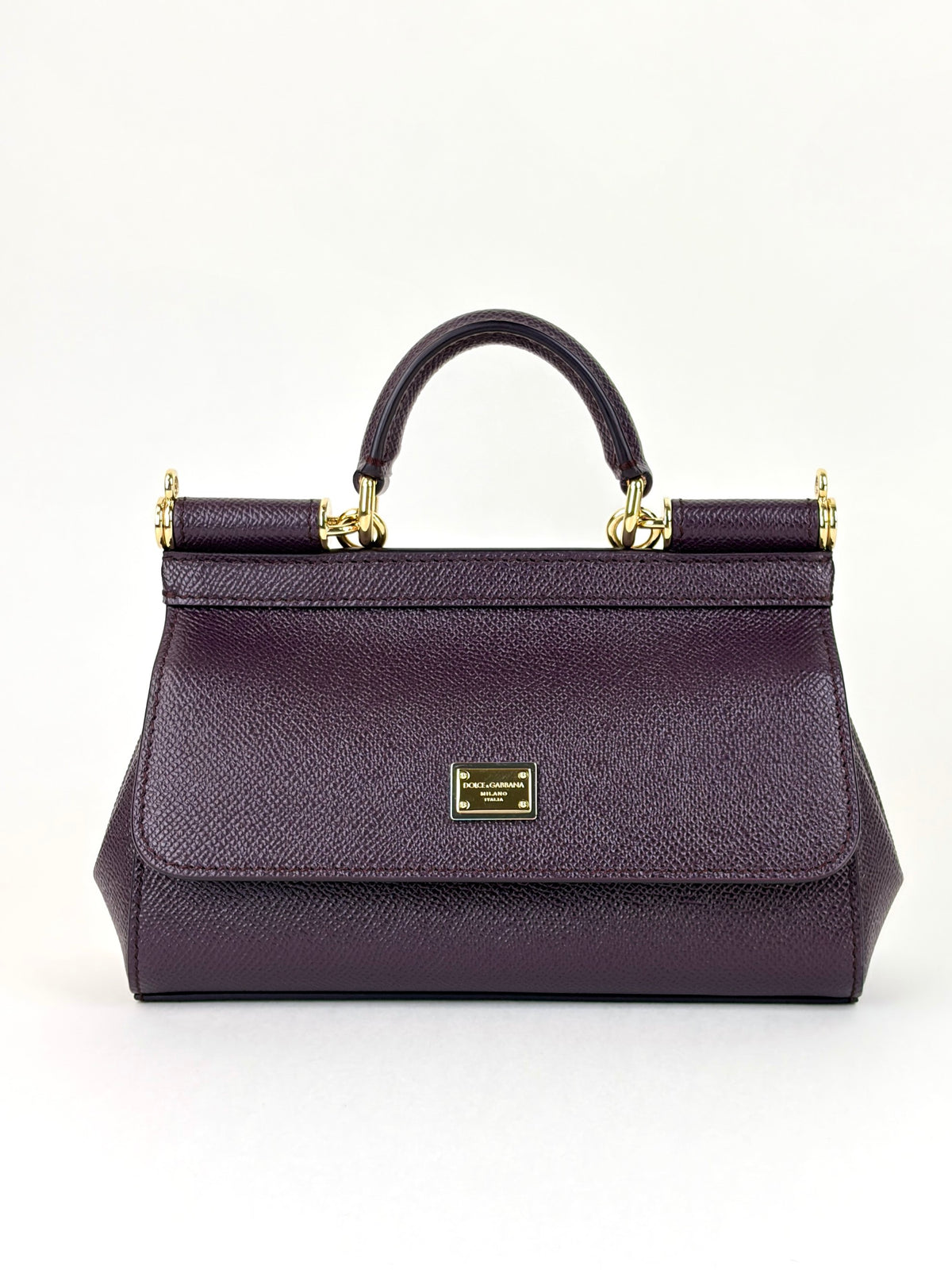 Dolce & Gabbana Burgundy dauphine calfskin Sicily mini handbag