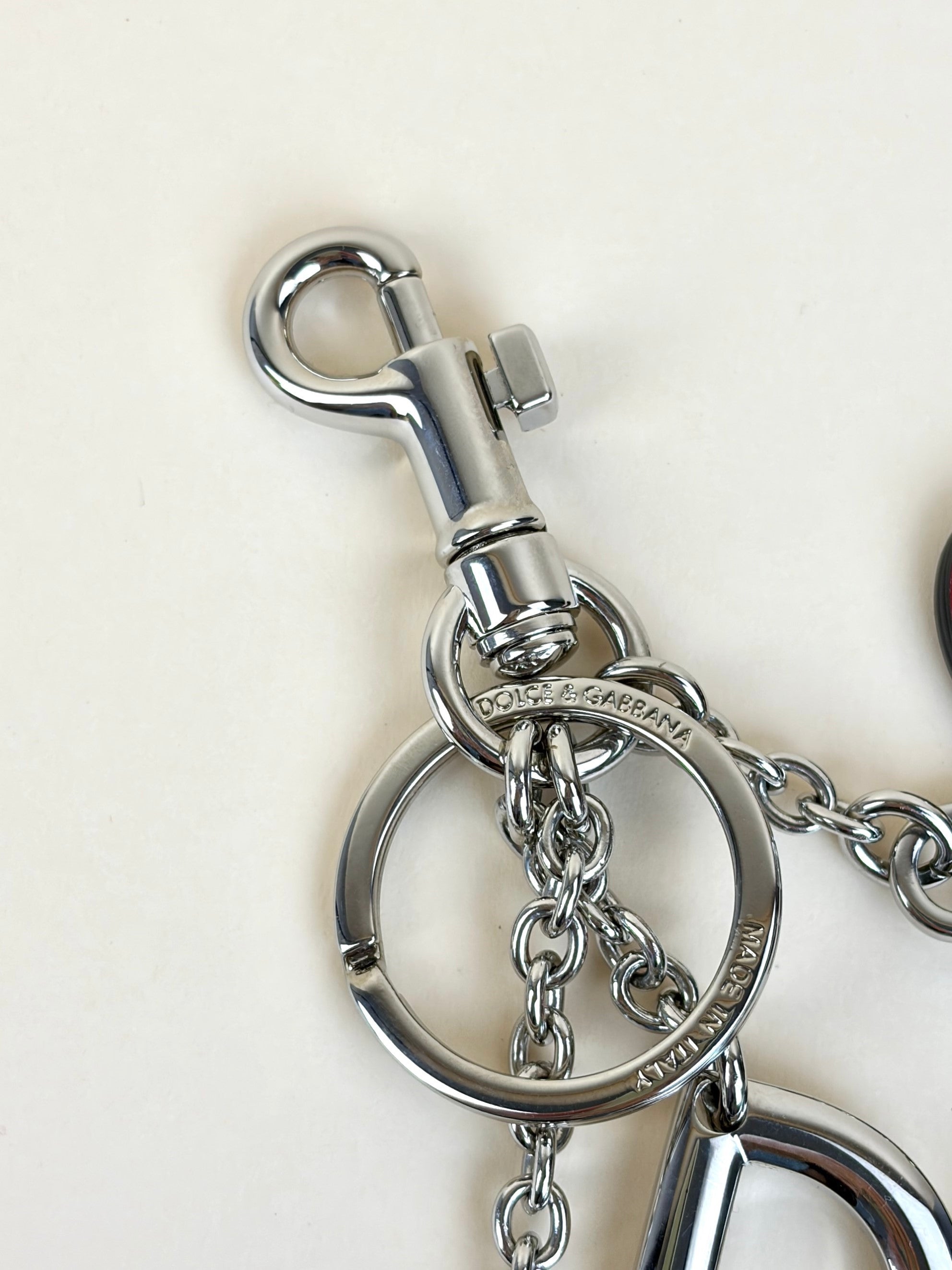 dolce Gabbana keychain leather Dominico Stefano and DG logo