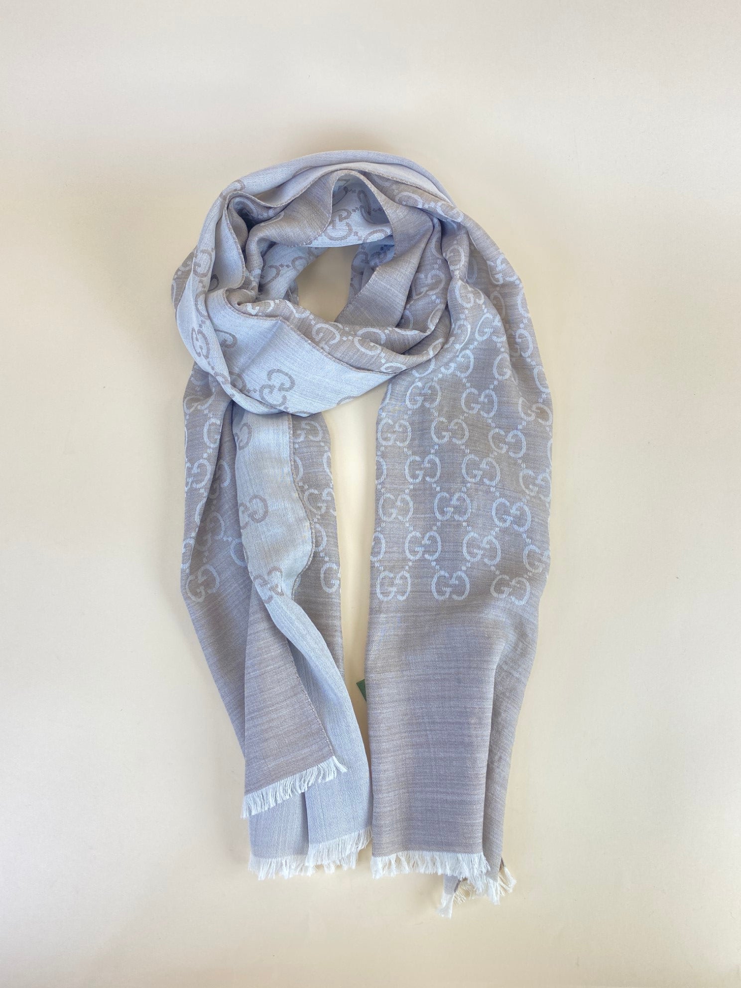 Gucci Sand GG Monogram Silk Scarf