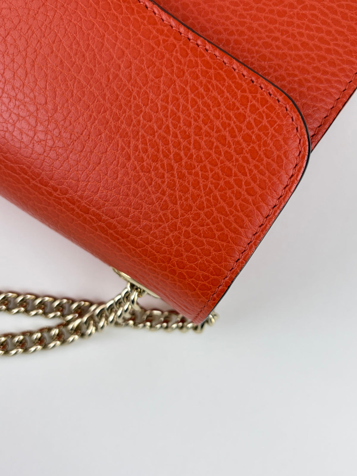 Gucci orange calfskin leather interlocking G shoulder bag