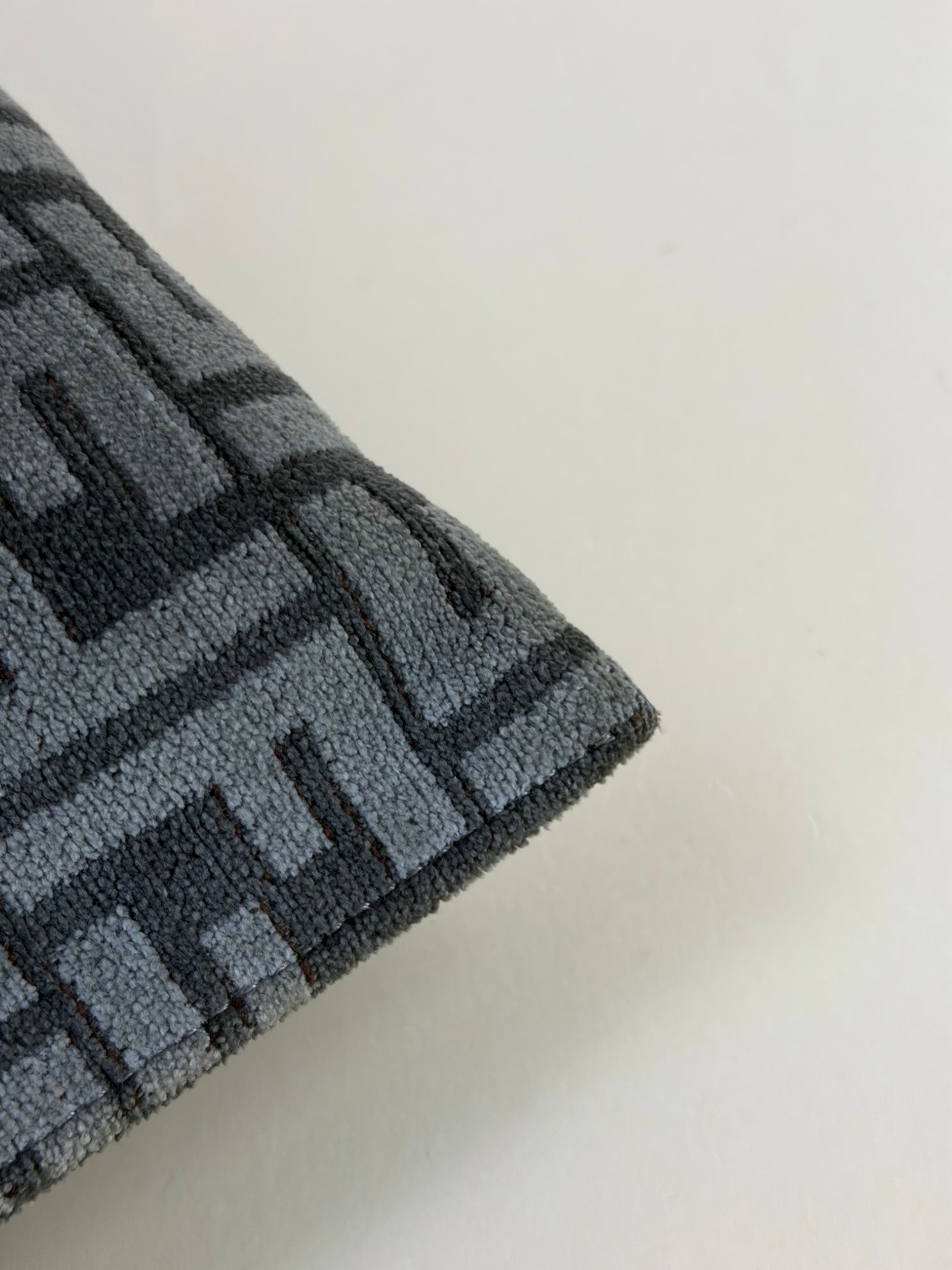 Fendi Grey Logo Plaque Monogram Jacquard Fabric Large Pouch