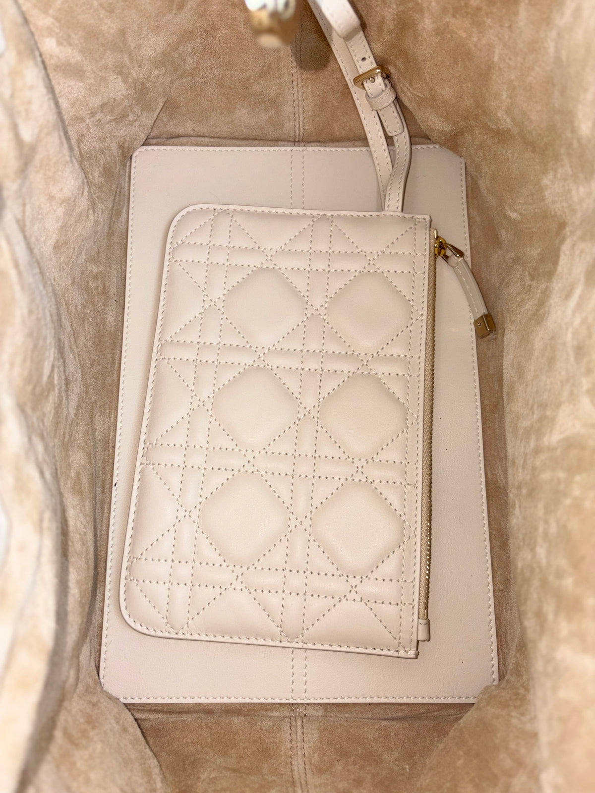 Dior biscuit and trench beige macro cannage calfskin medium Dior toujours bag