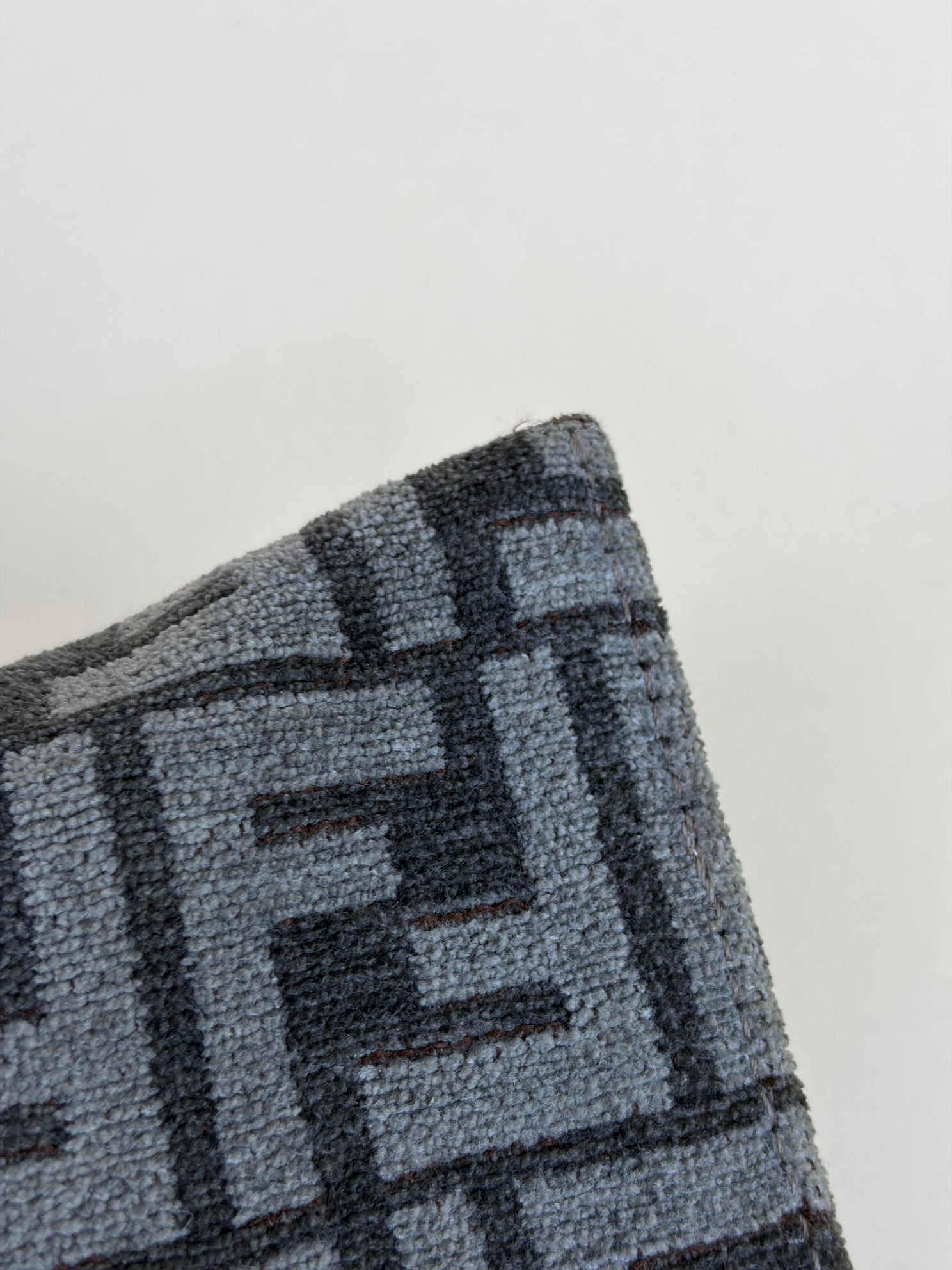 Fendi Grey Logo Plaque Monogram Jacquard Fabric Large Pouch