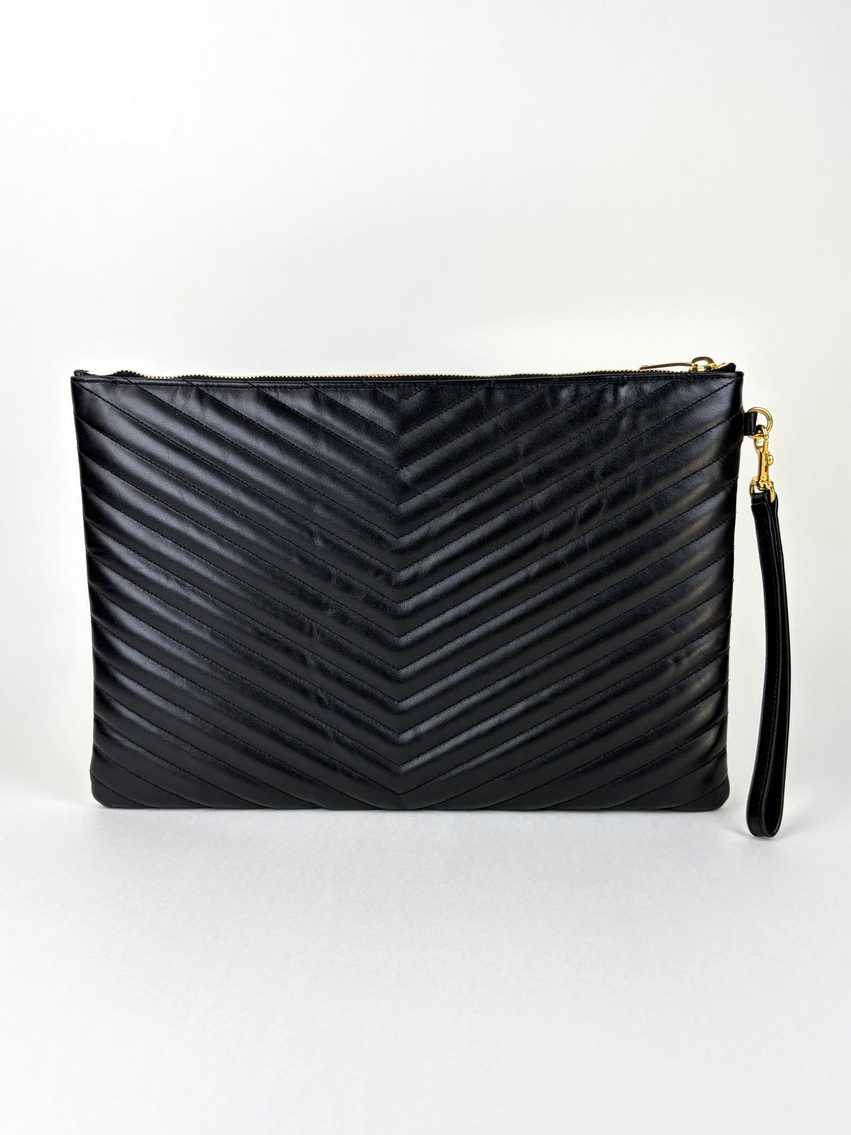 ysl black Cassandra matelassé document holder