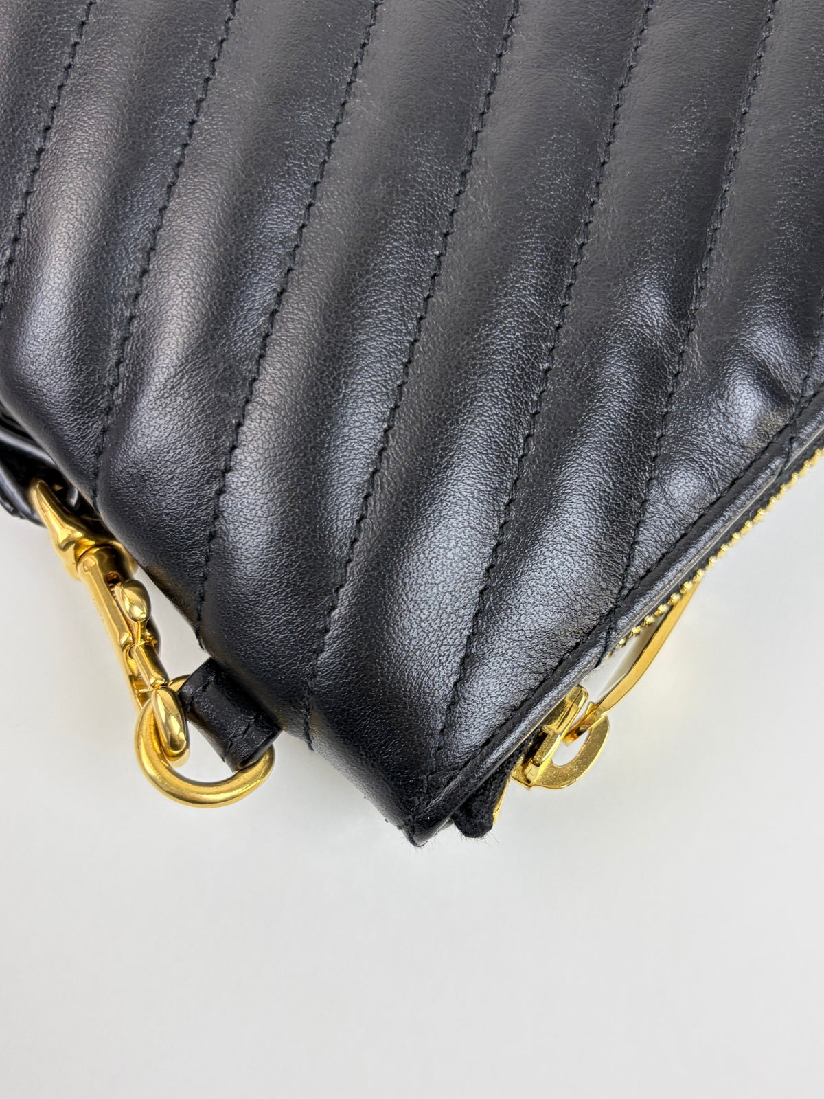 ysl black Cassandra matelassé document holder