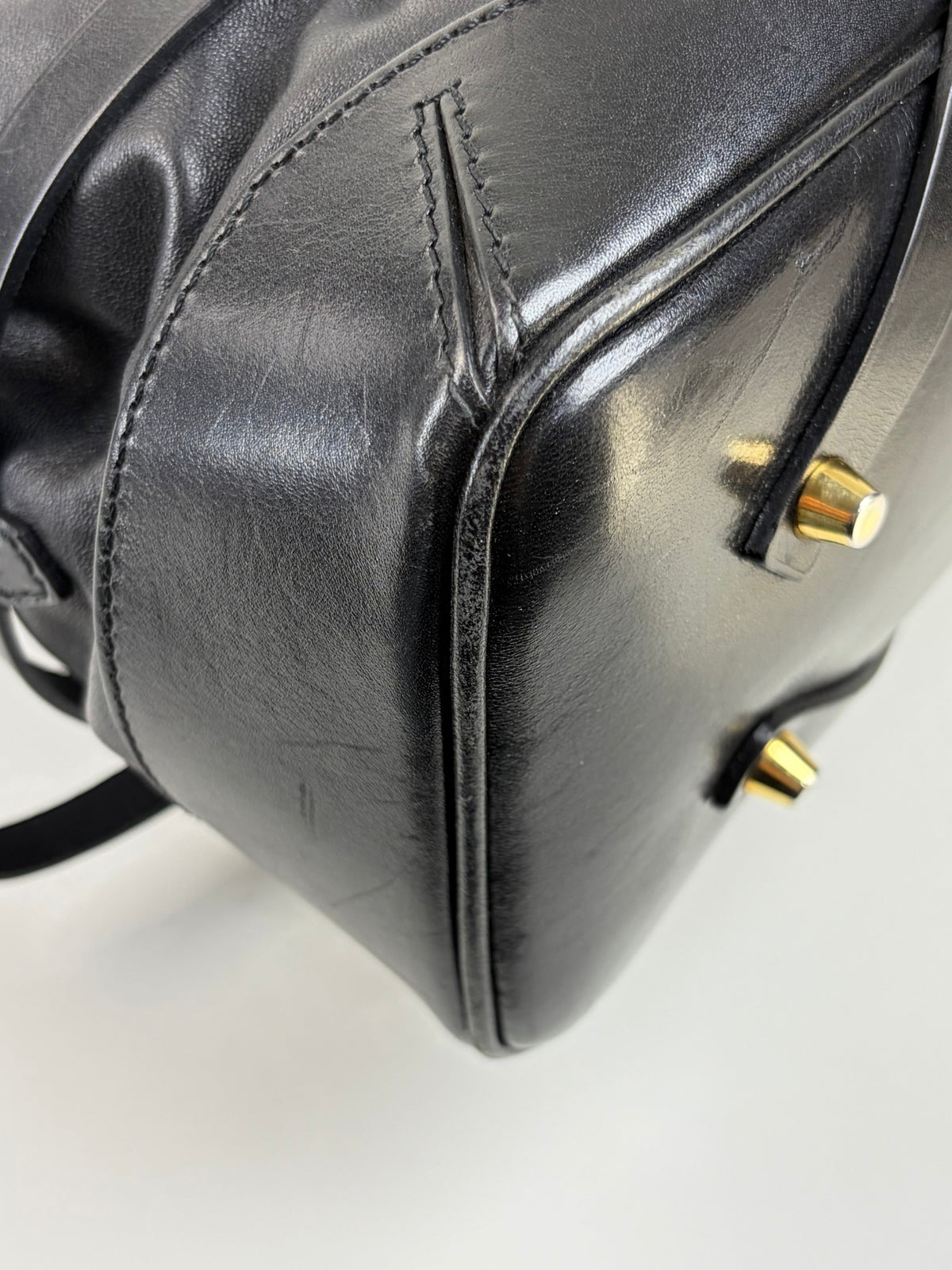 Burberry black soft leather landscape bridle large iynher tote bag