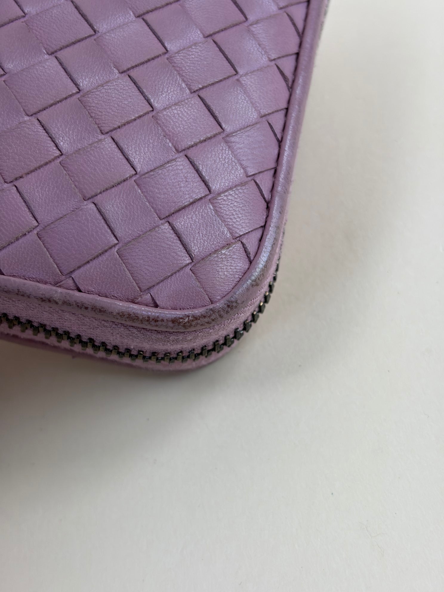Bottega Veneta Rose Intrecciato Nappa leather Zip Around Wallet