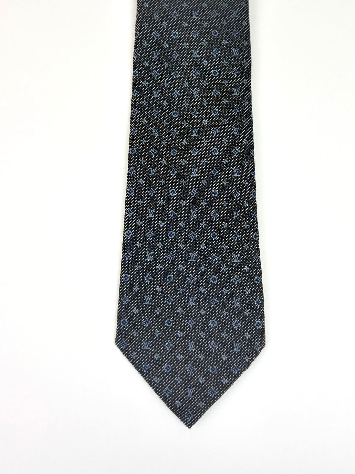 Louis Vuitton dark grey monogram classic tie