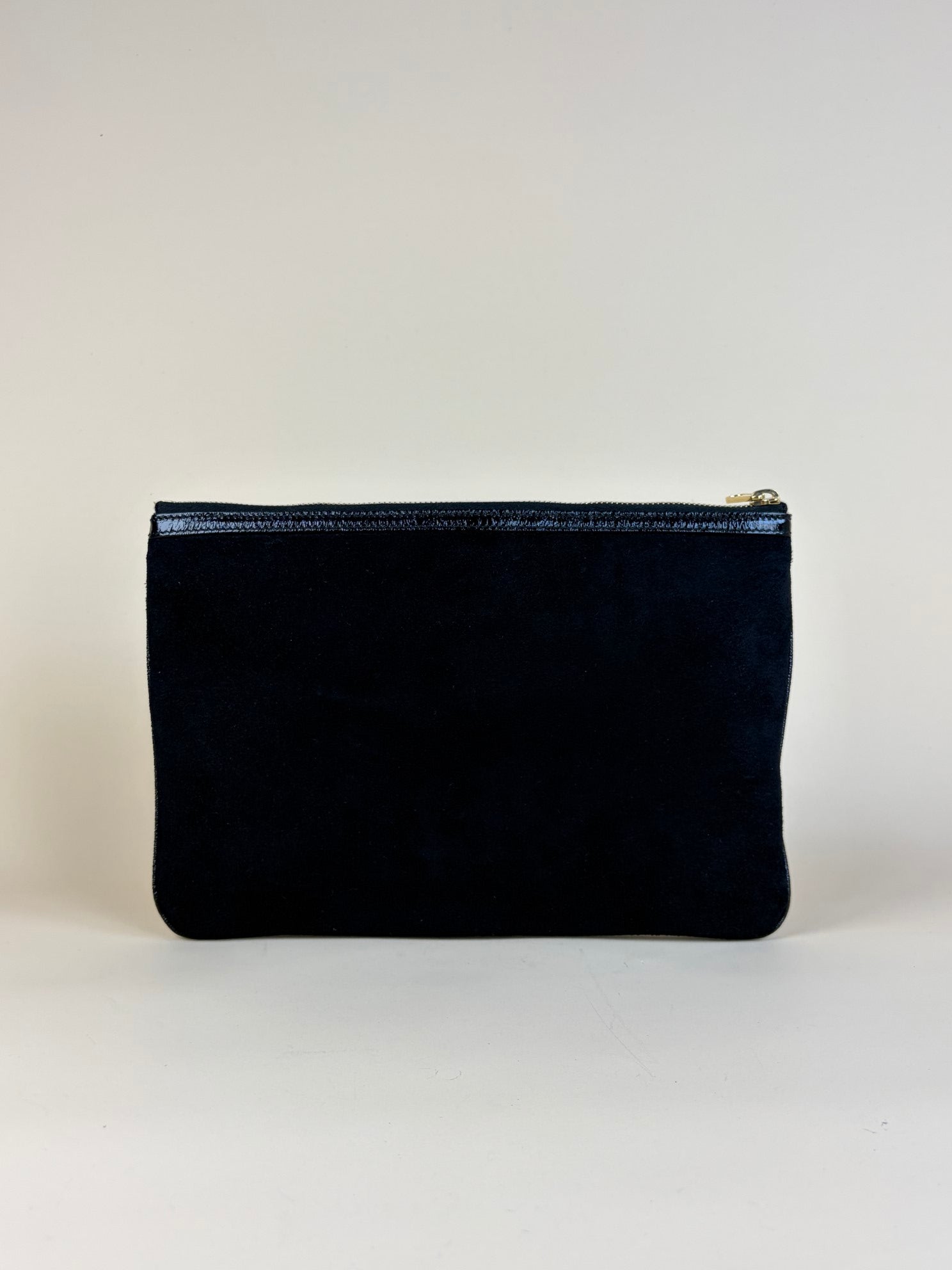 Gucci Black Suede GG Ophidia Vintage Zip Clutch