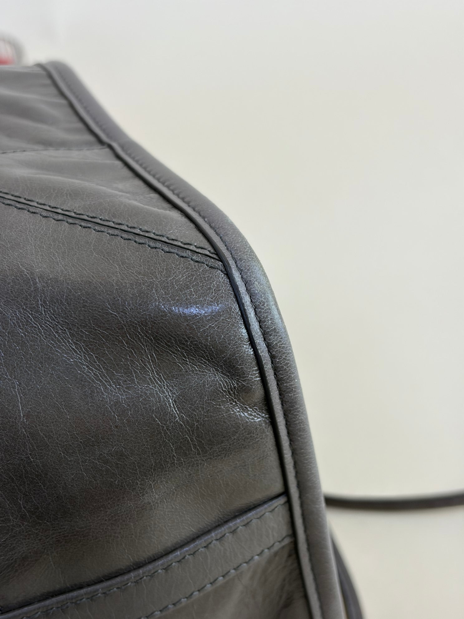 Prada Grey Glossy Bonnie Extra Large Hand Bag with Strap